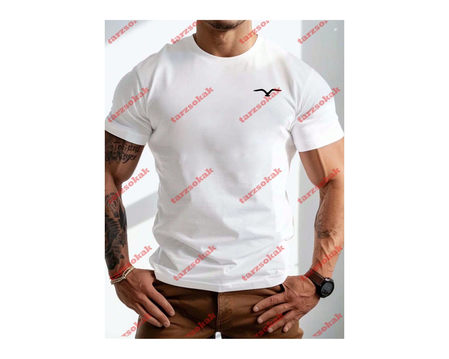 Model 3575 Erkek Yazlık Yuvarlak Yaka Kısa Kollu Günlük Tişört, Yaz