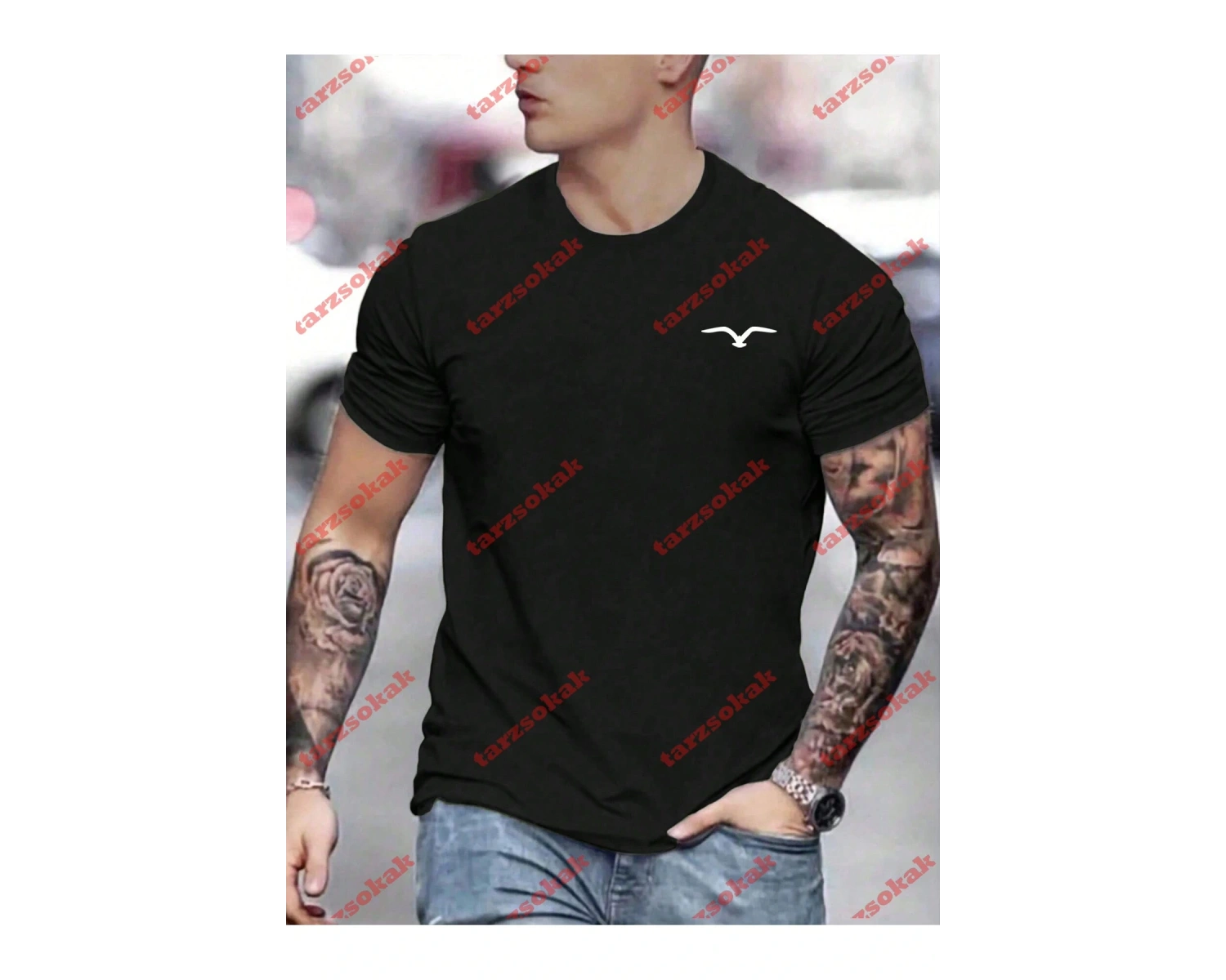 Model 3575 Erkek Yazlık Yuvarlak Yaka Kısa Kollu Günlük Tişört, Yaz