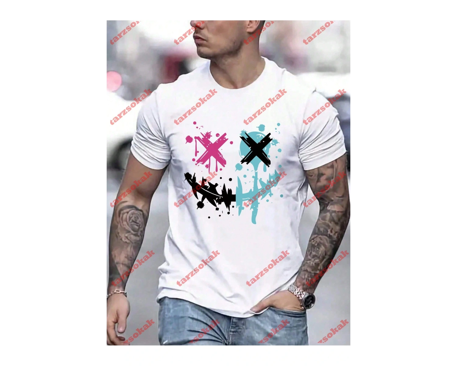 Model 3578 Erkek Yazlık Yuvarlak Yaka Kısa Kollu Günlük Tişört, Yaz