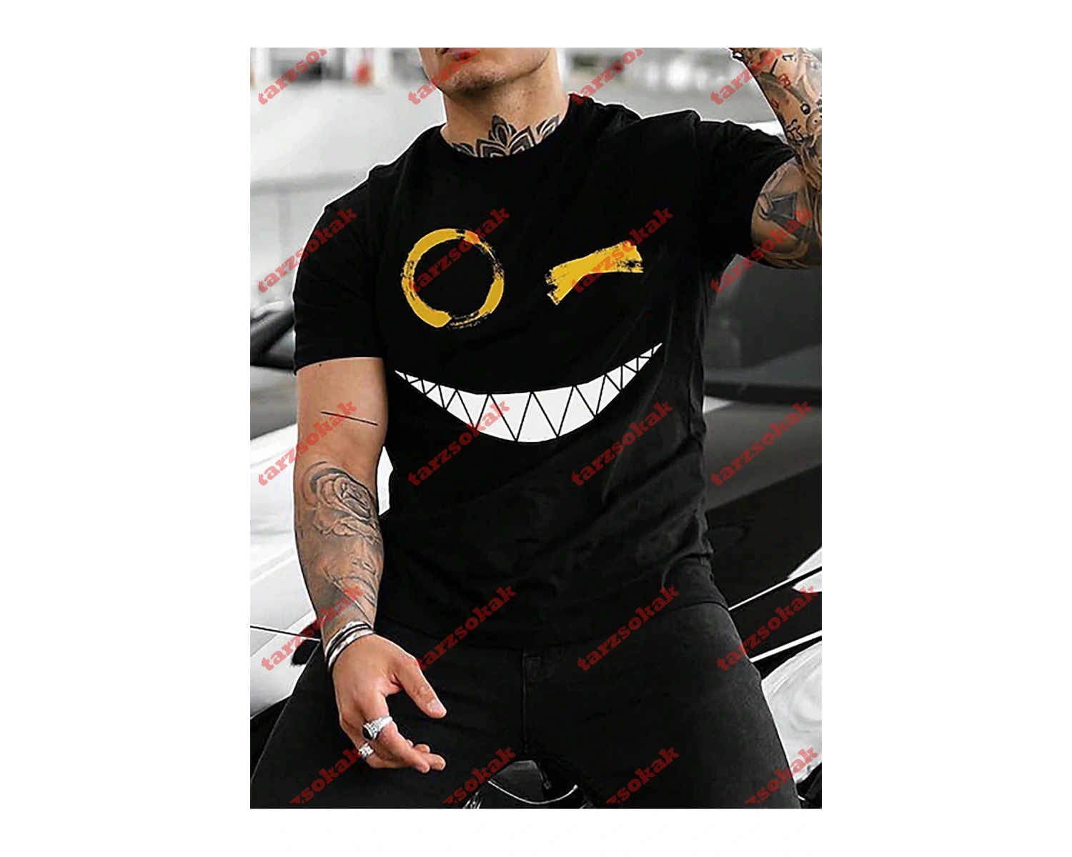 Model 3593 Erkek Yazlık Yuvarlak Yaka Kısa Kollu Günlük Tişört, Yaz