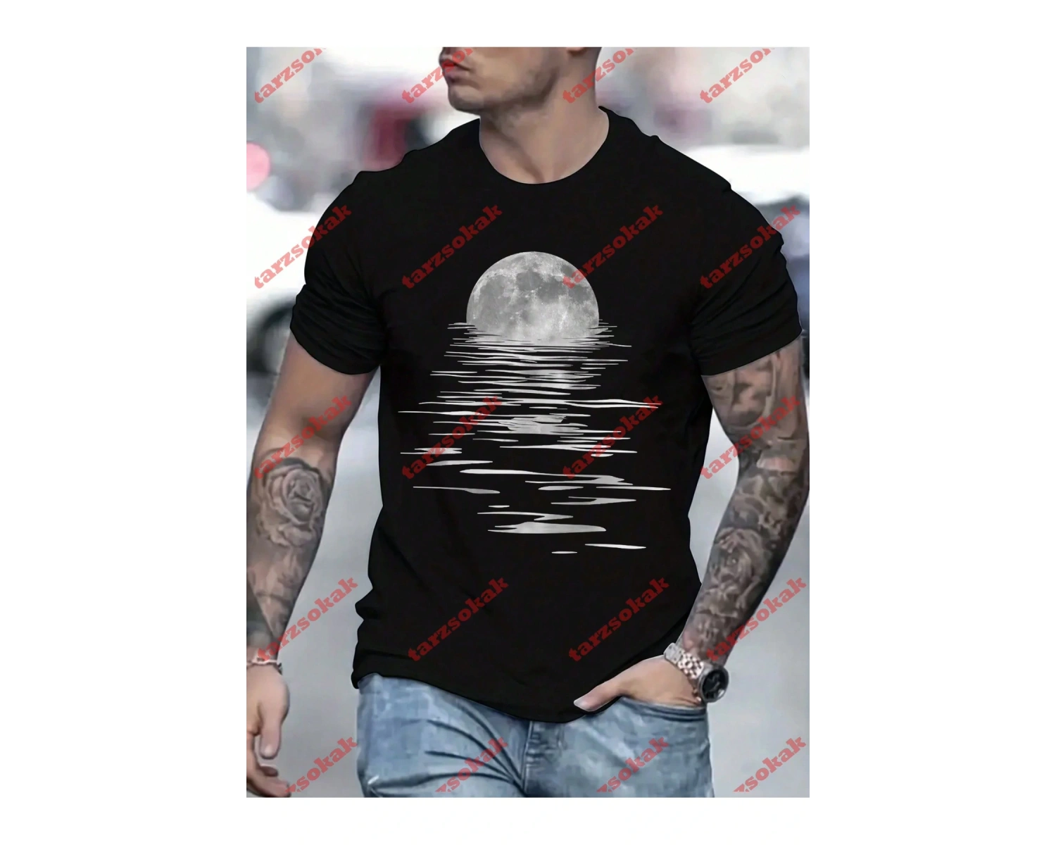 Model 3614 Erkek Yazlık Yuvarlak Yaka Kısa Kollu Günlük Tişört, Yaz