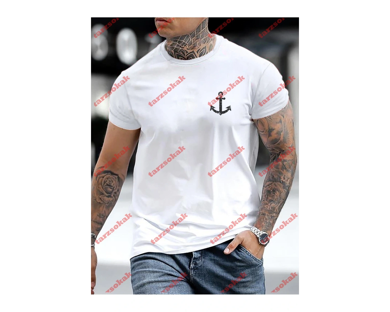 Model 3620 Erkek Yazlık Yuvarlak Yaka Kısa Kollu Günlük Tişört, Yaz