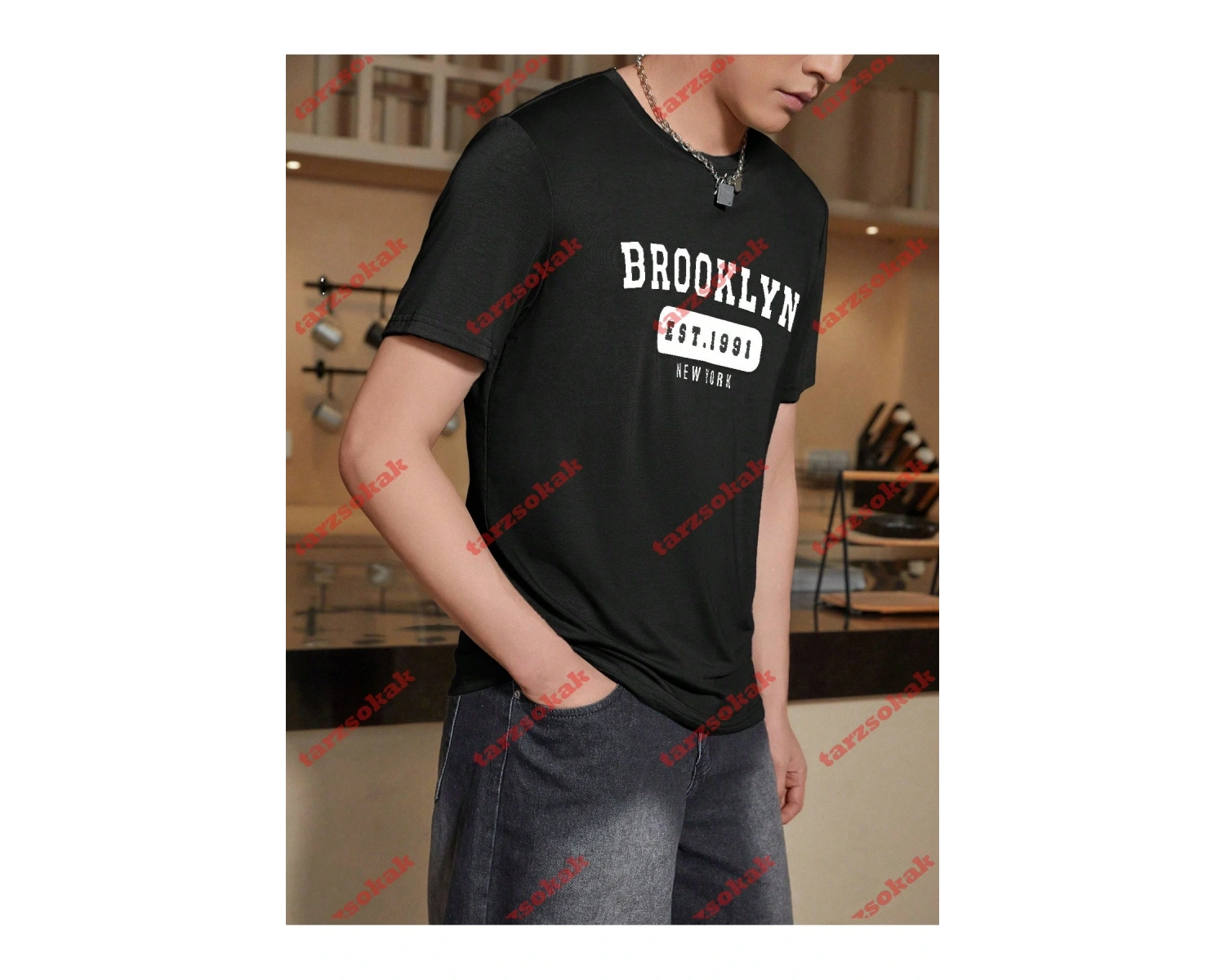 Model 3622 Erkek Yazlık Yuvarlak Yaka Kısa Kollu Günlük Tişört, Yaz