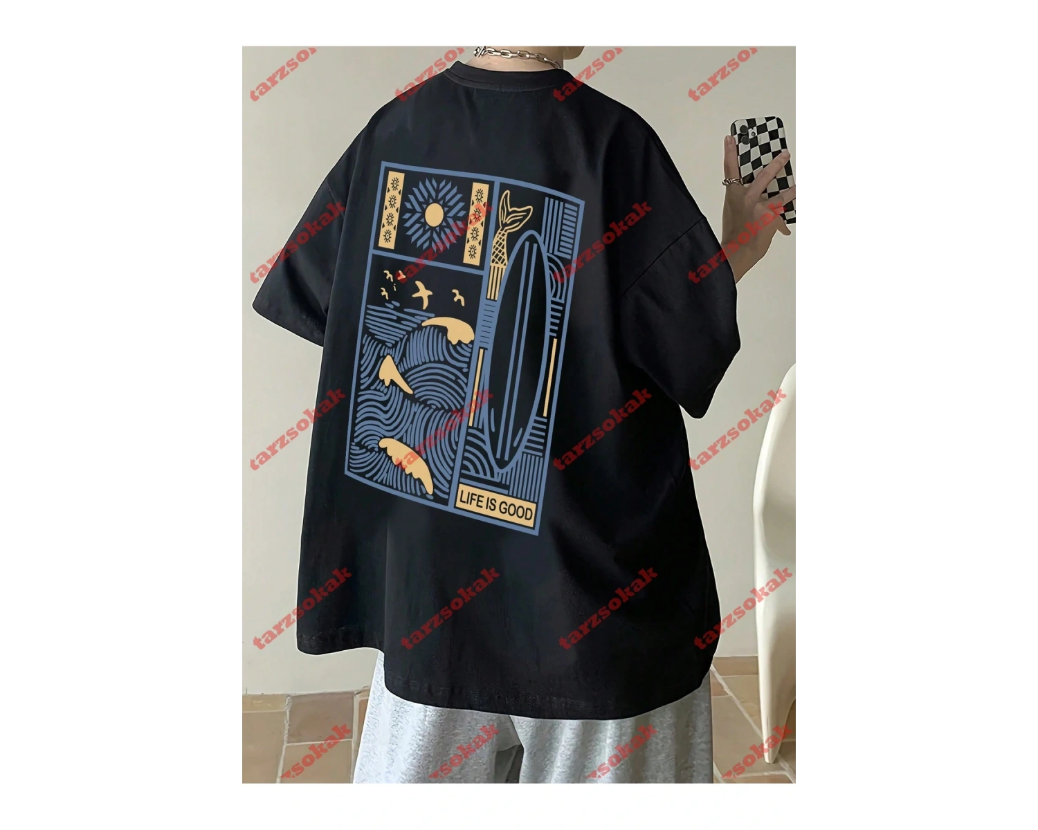 Model 3654 Erkek Yazlık Yuvarlak Yaka Kısa Kollu Günlük Tişört, Yaz