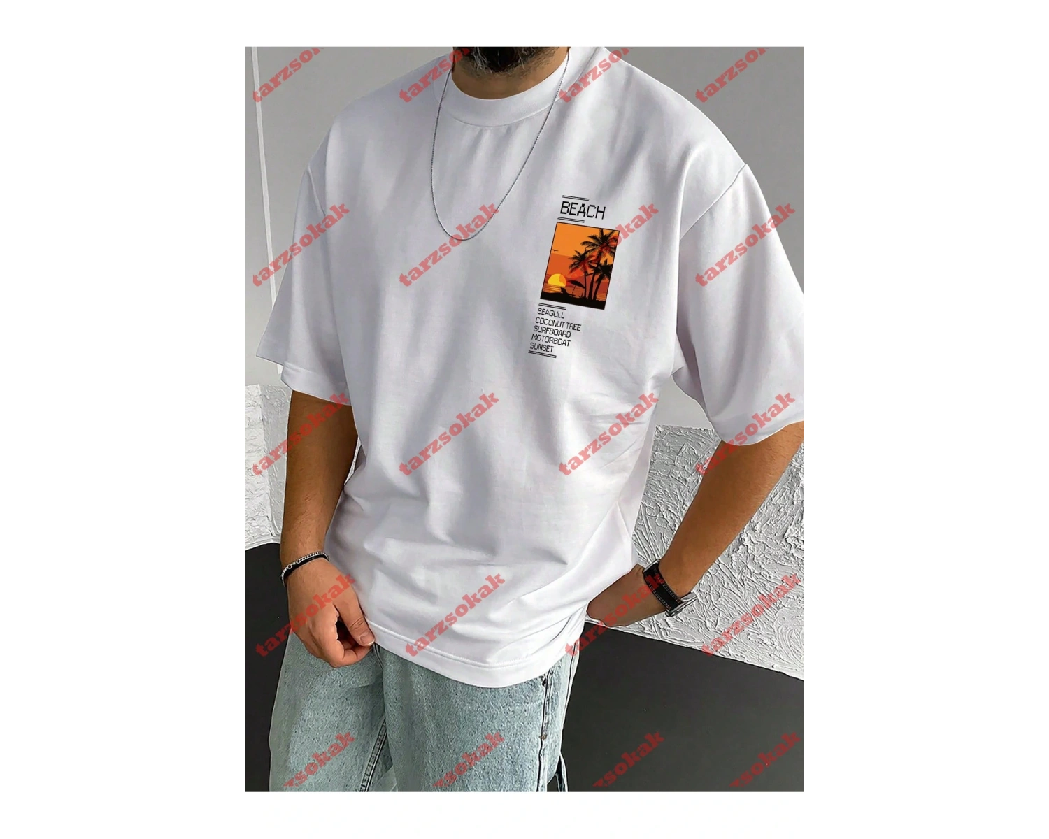 Model 3680 Erkek Yazlık Yuvarlak Yaka Kısa Kollu Günlük Tişört, Yaz