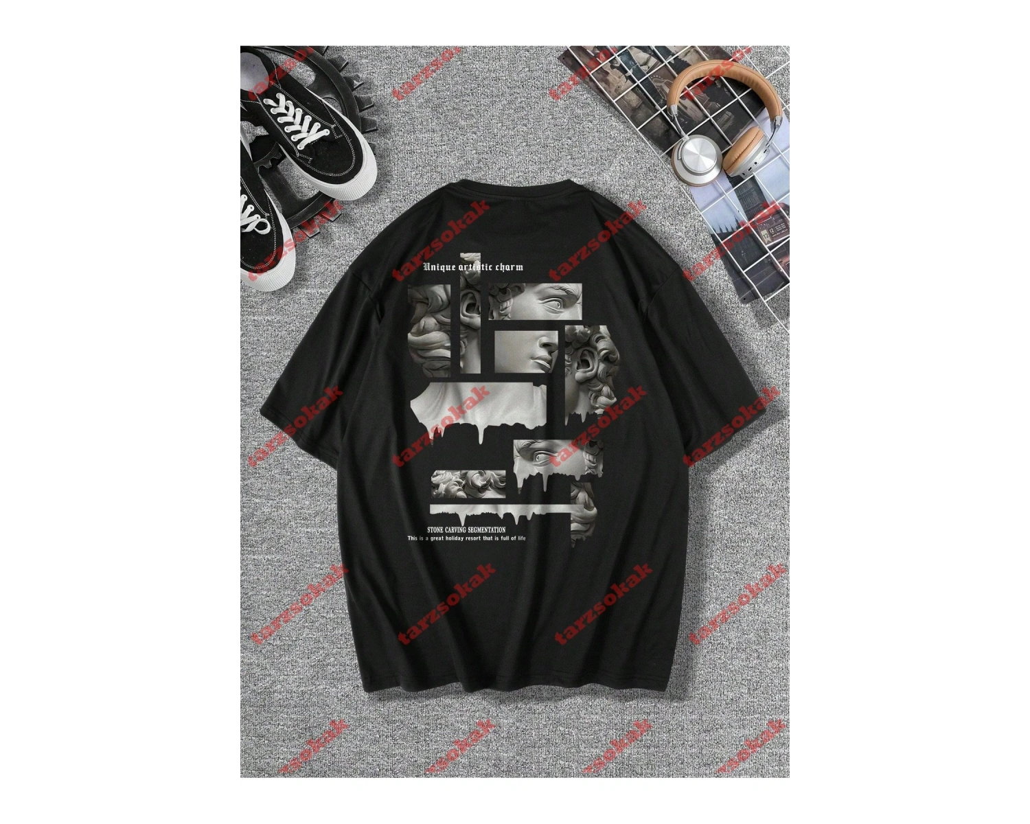 Model 3687 Erkek Yazlık Yuvarlak Yaka Kısa Kollu Günlük Tişört, Yaz