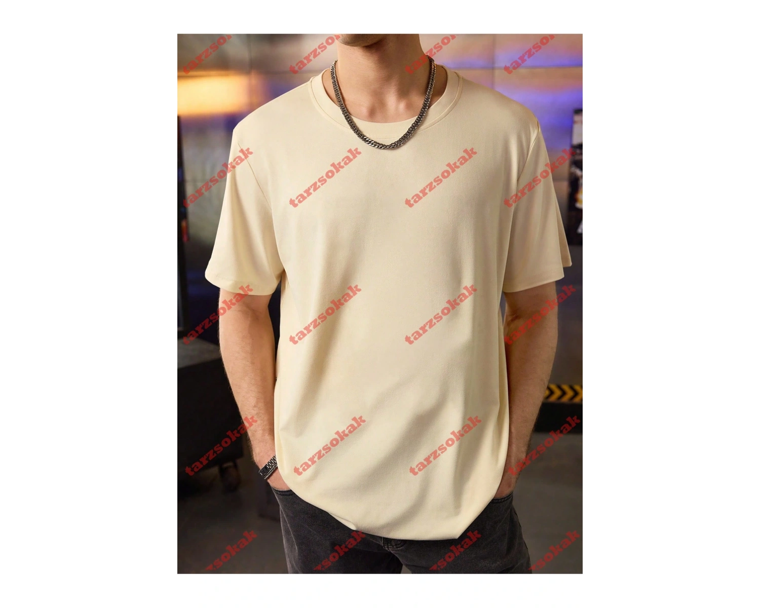 Model 3707 Erkek Yazlık Yuvarlak Yaka Kısa Kollu Günlük Tişört, Yaz