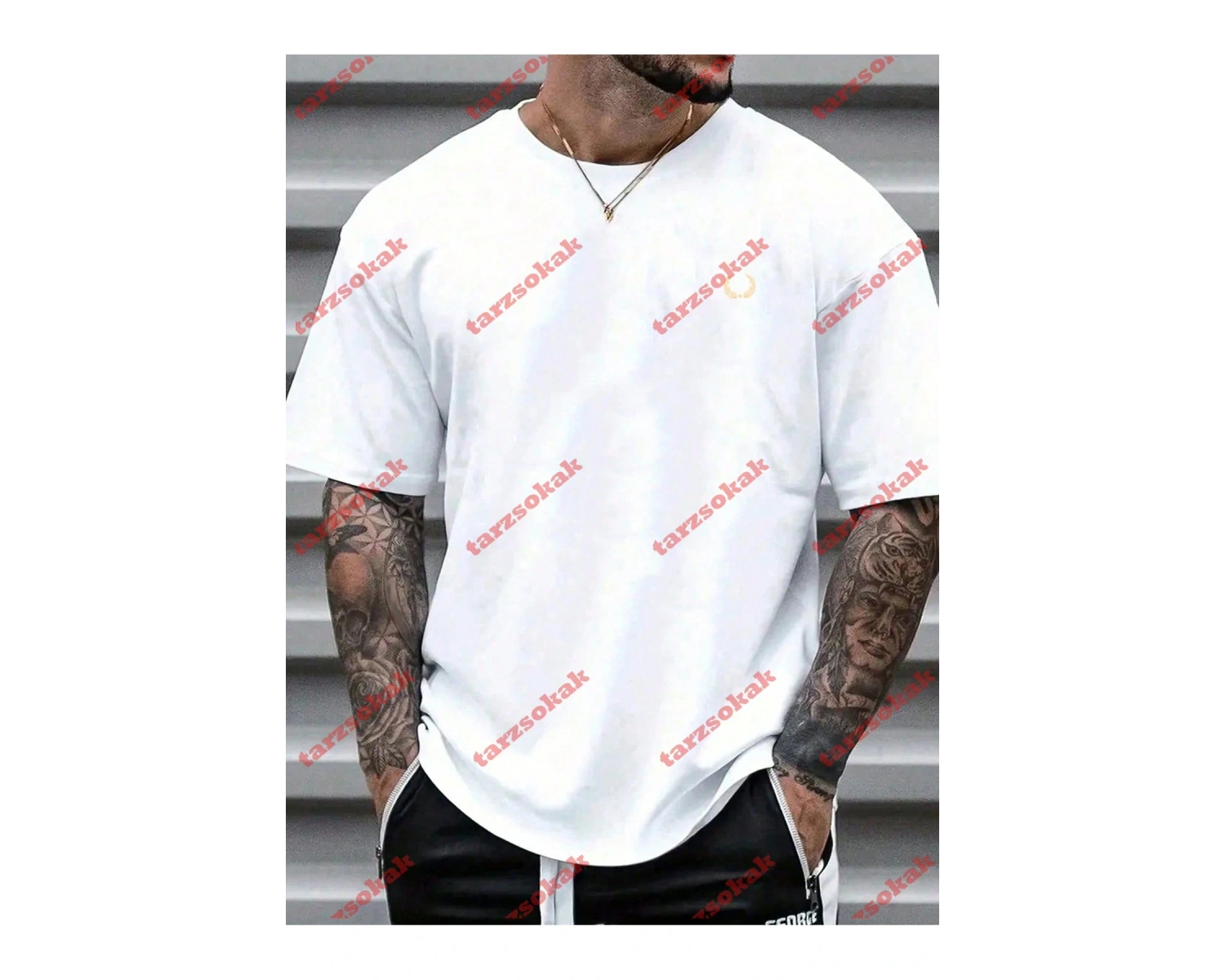 Model 3802 Erkek Yazlık Yuvarlak Yaka Kısa Kollu Günlük Tişört, Yaz