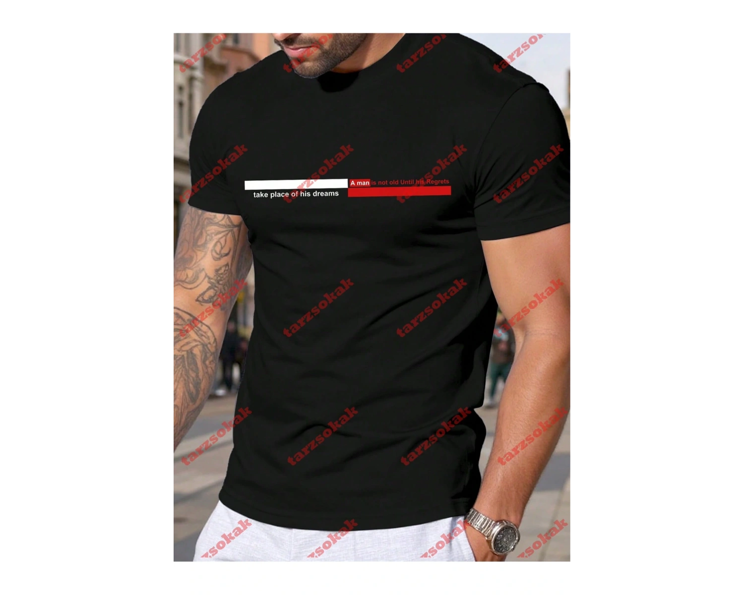 Model 3831 Erkek Yazlık Yuvarlak Yaka Kısa Kollu Günlük Tişört, Yaz