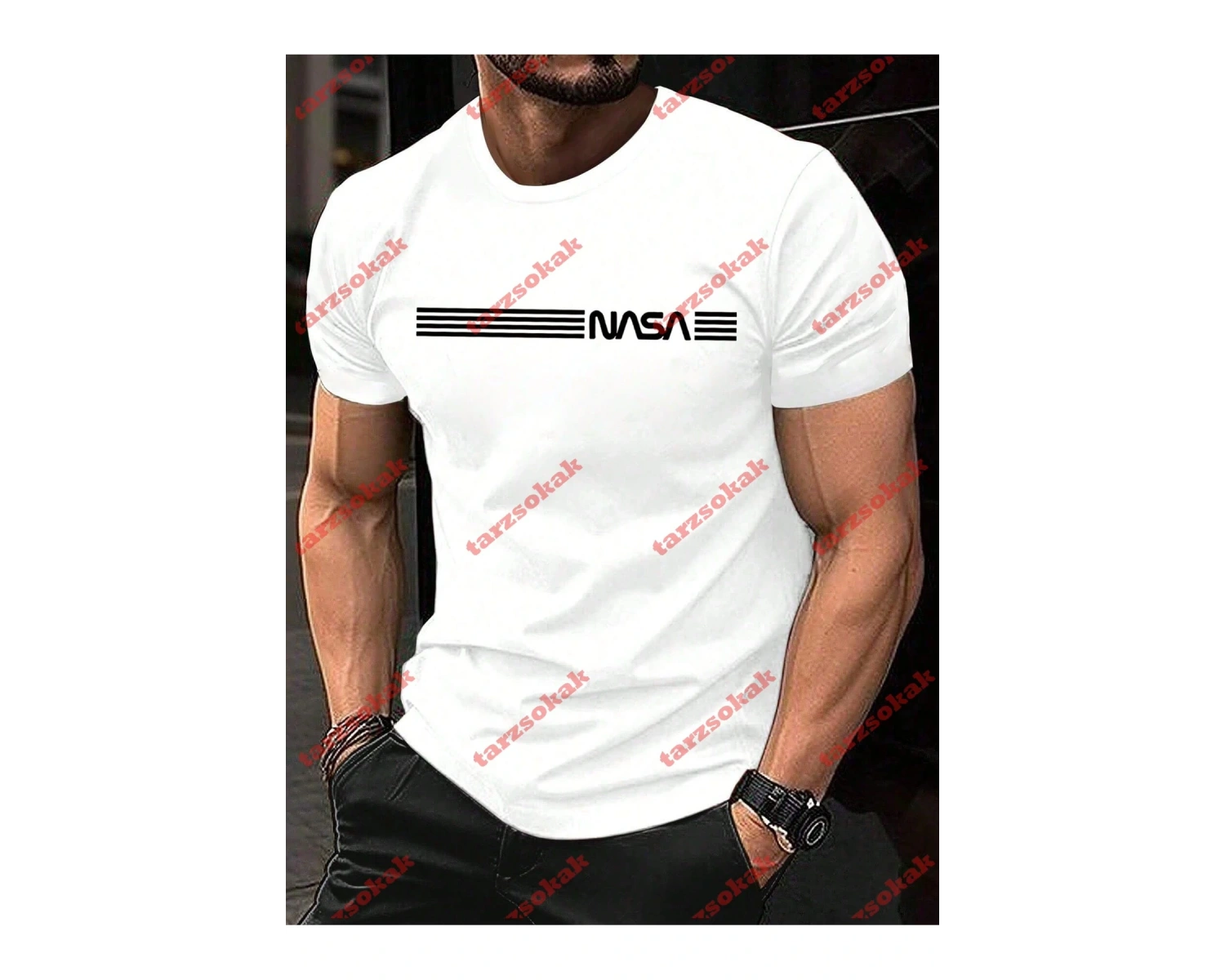 Model 3887 Erkek Yazlık Yuvarlak Yaka Kısa Kollu Günlük Tişört, Yaz