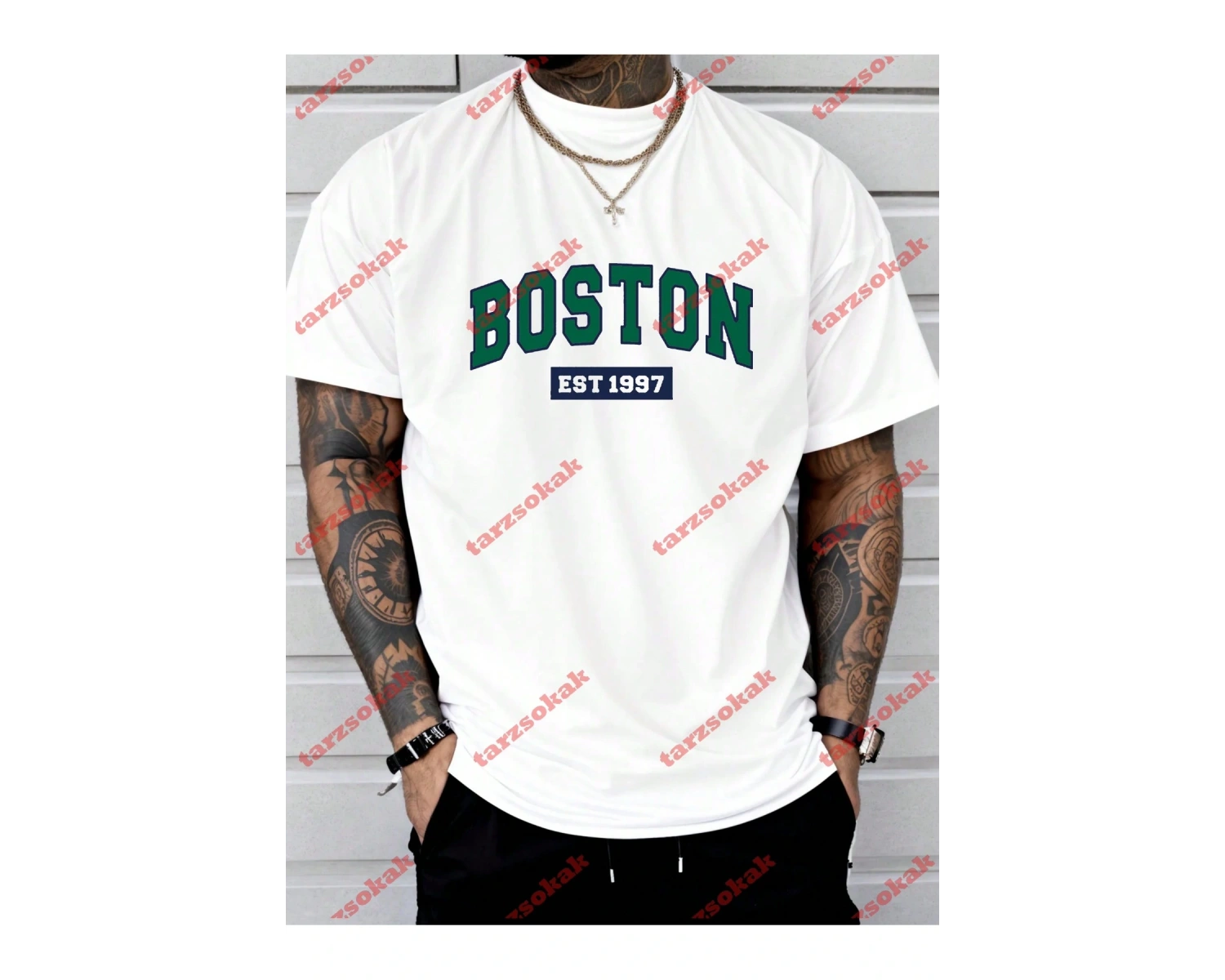 Model 3893 Erkek Yazlık Yuvarlak Yaka Kısa Kollu Günlük Tişört, Yaz