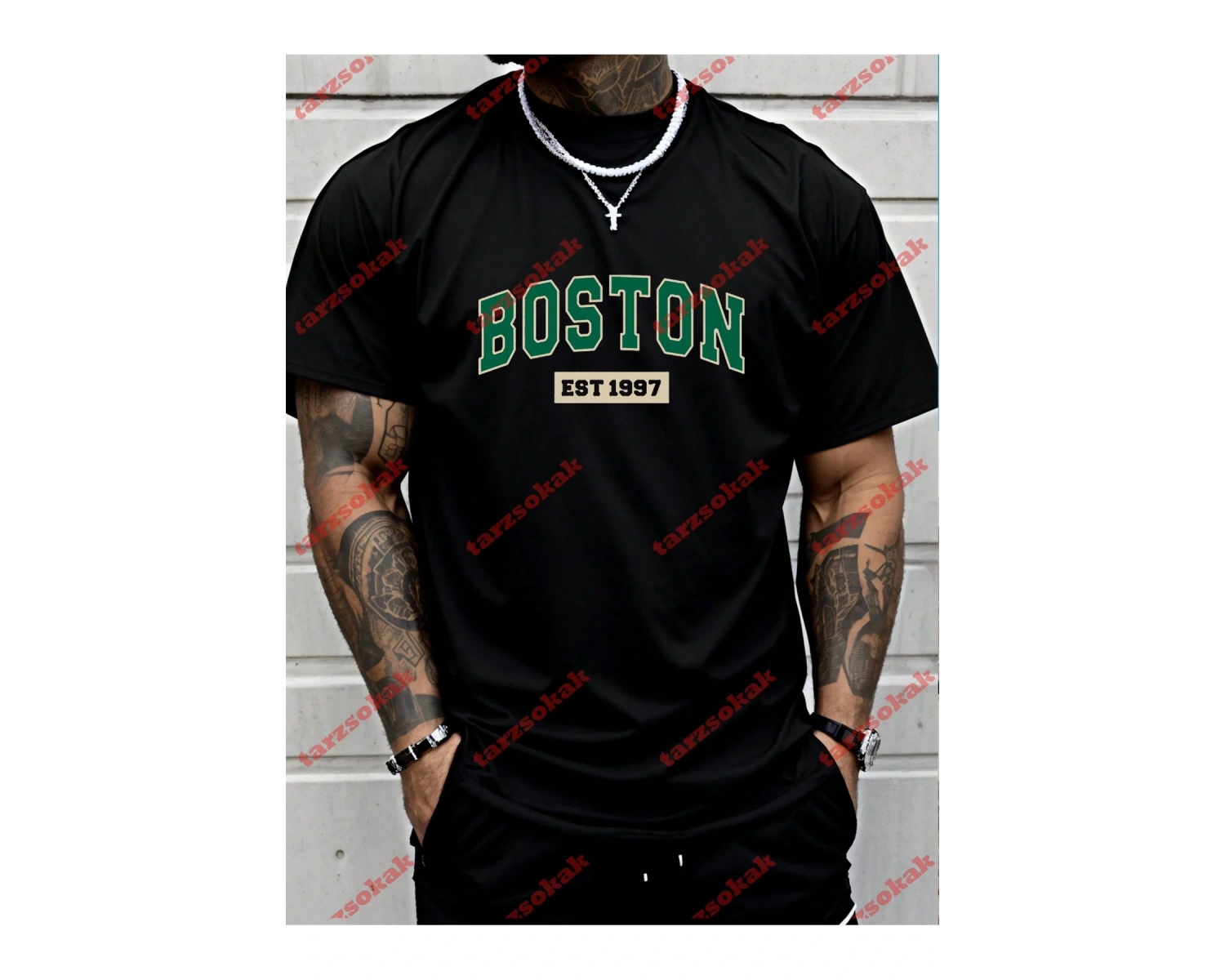 Model 3893 Erkek Yazlık Yuvarlak Yaka Kısa Kollu Günlük Tişört, Yaz