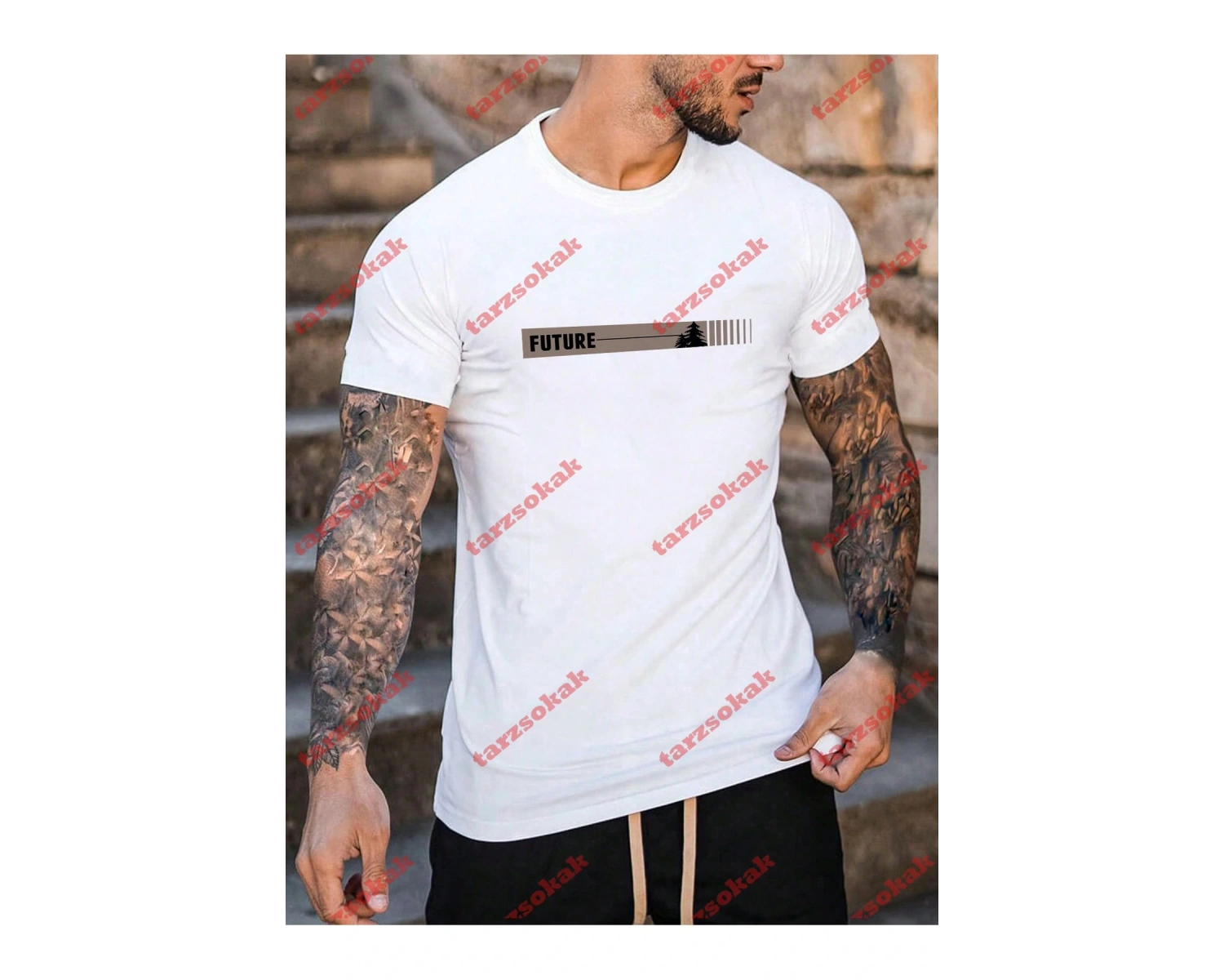 Model 3904 Erkek Yazlık Yuvarlak Yaka Kısa Kollu Günlük Tişört, Yaz