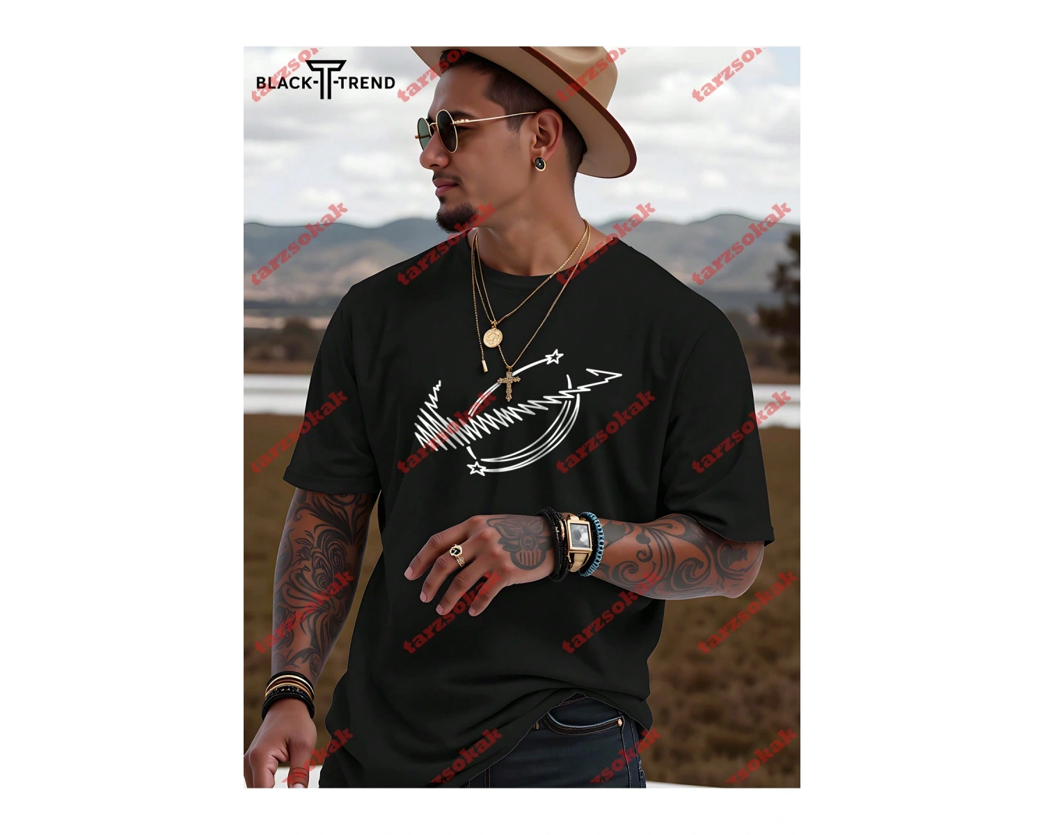 Model 3921 Erkek Yazlık Yuvarlak Yaka Kısa Kollu Günlük Tişört, Yaz