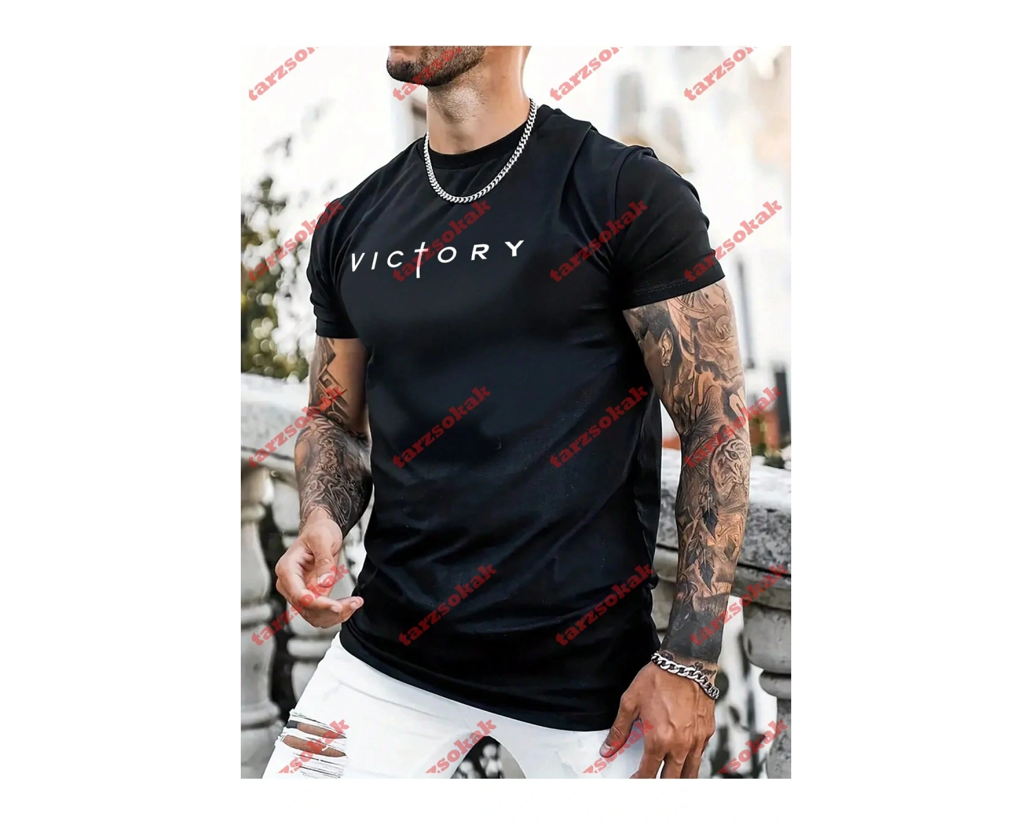 Model 3938 Erkek Yazlık Yuvarlak Yaka Kısa Kollu Günlük Tişört, Yaz