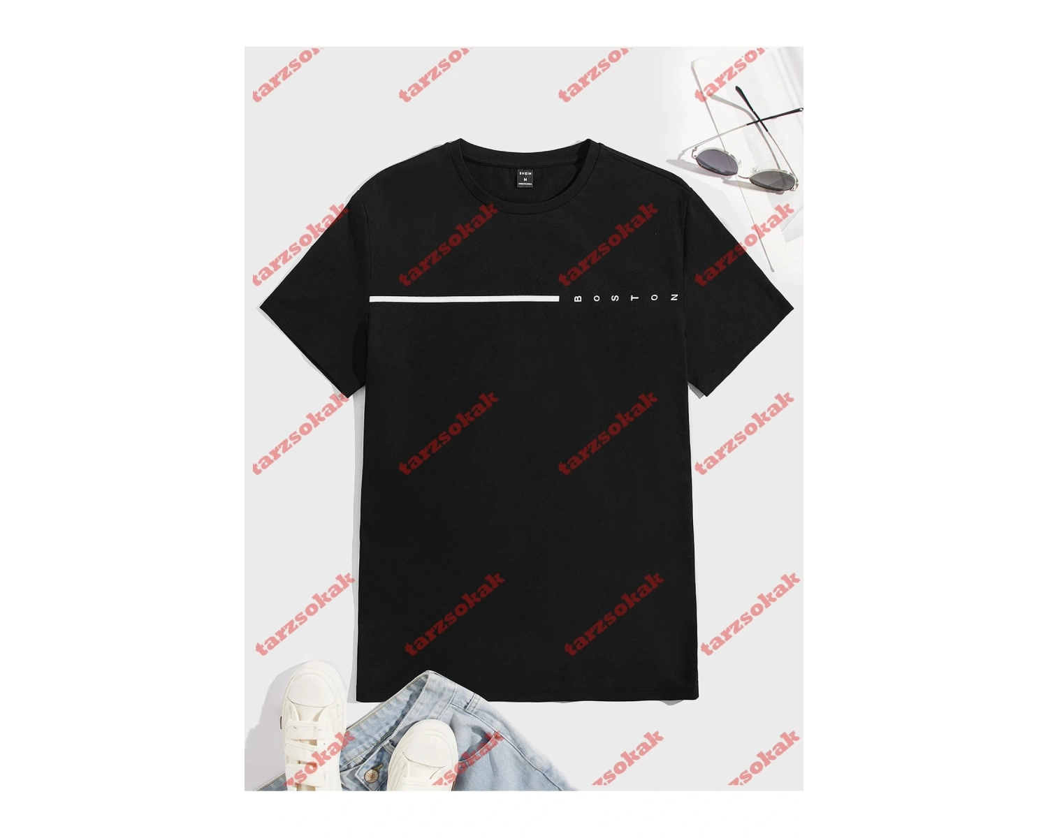 Model 3945 Erkek Yazlık Yuvarlak Yaka Kısa Kollu Günlük Tişört, Yaz