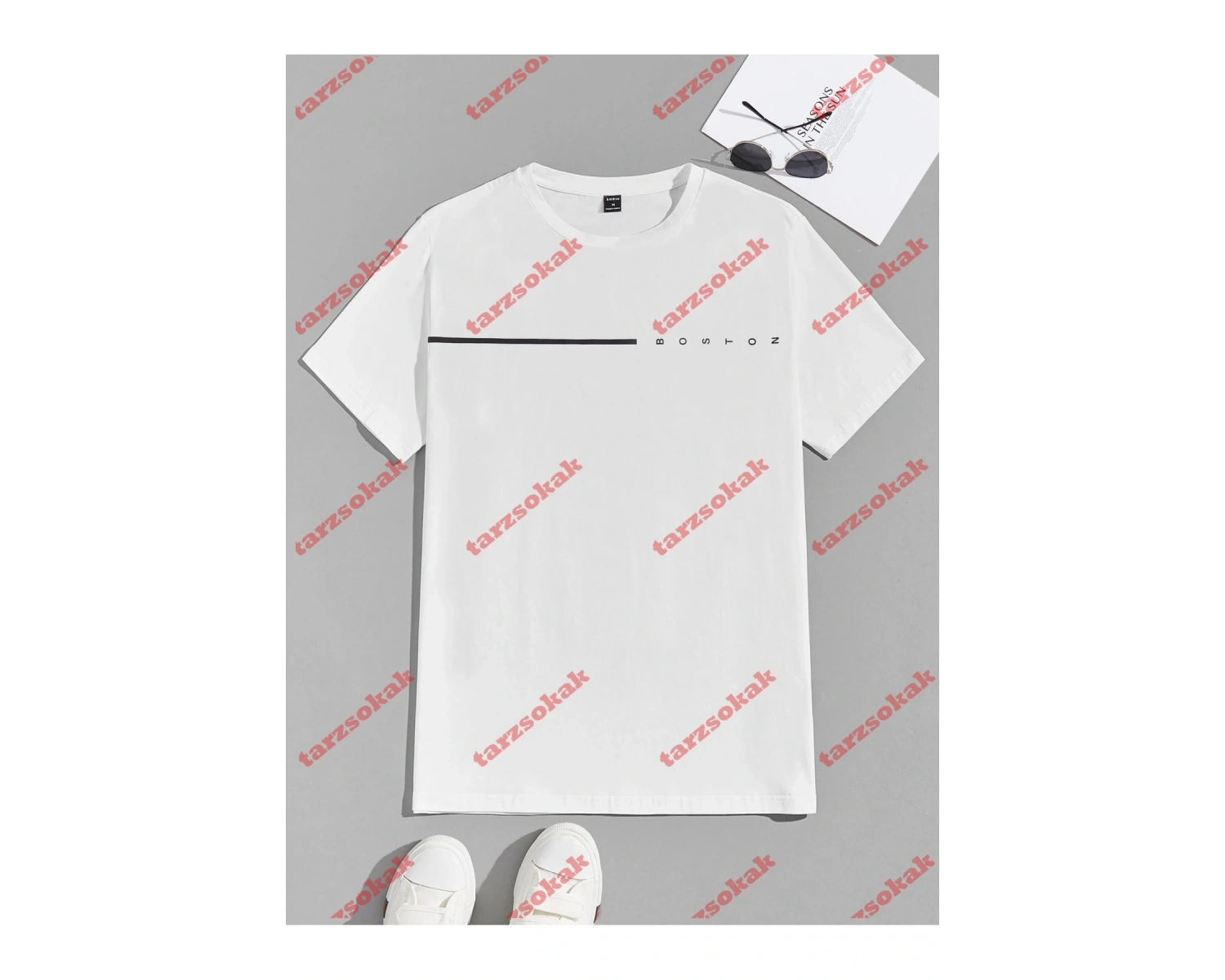 Model 3945 Erkek Yazlık Yuvarlak Yaka Kısa Kollu Günlük Tişört, Yaz