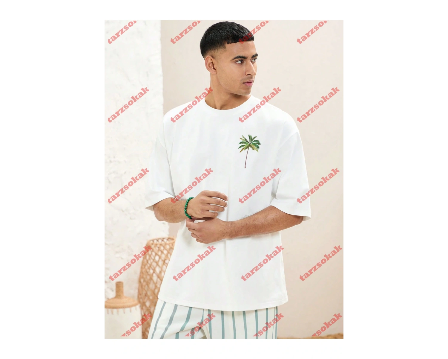 Model 3957 Erkek Yazlık Yuvarlak Yaka Kısa Kollu Günlük Tişört, Yaz