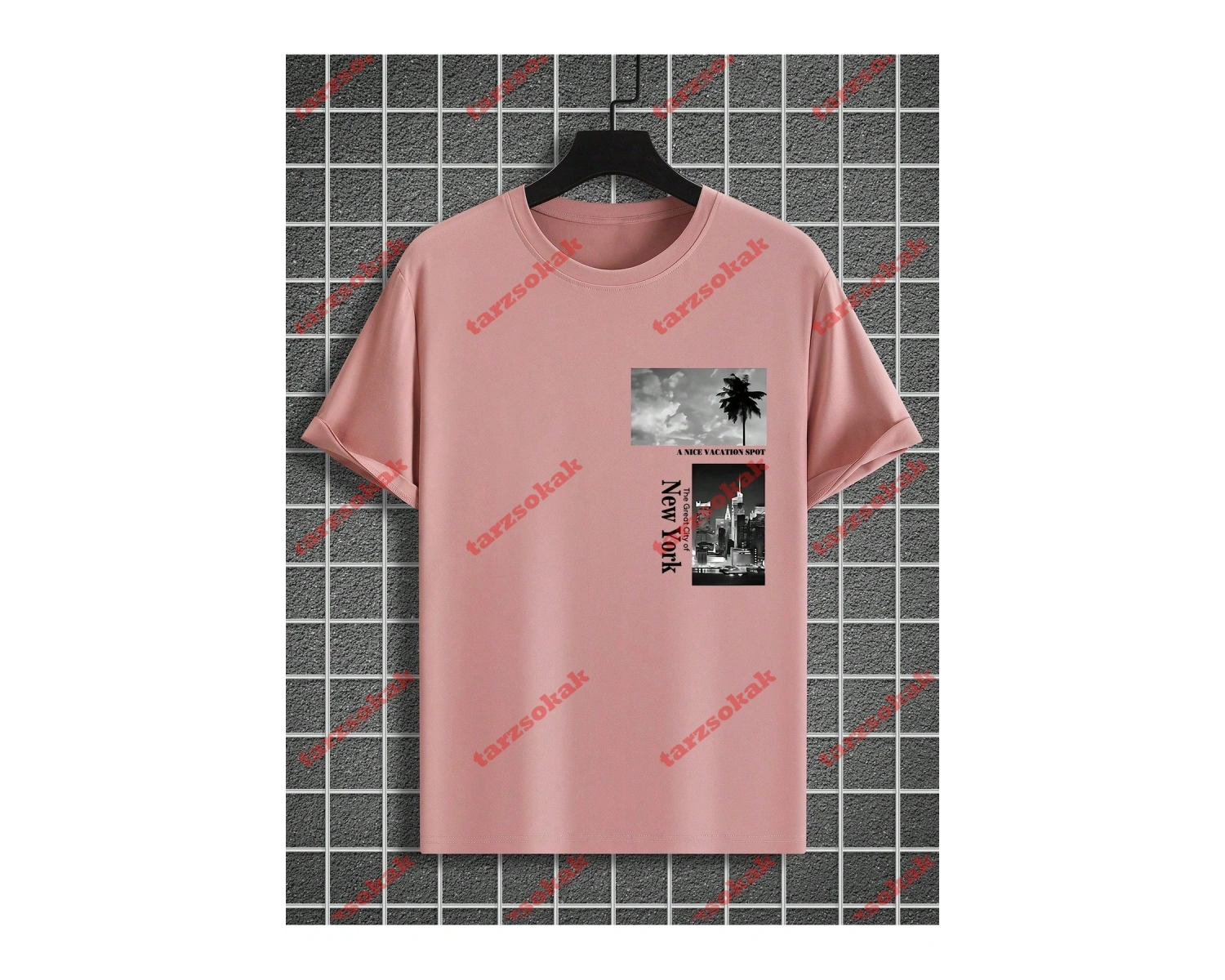 Model 4018 Erkek Yazlık Yuvarlak Yaka Kısa Kollu Günlük Tişört, Yaz