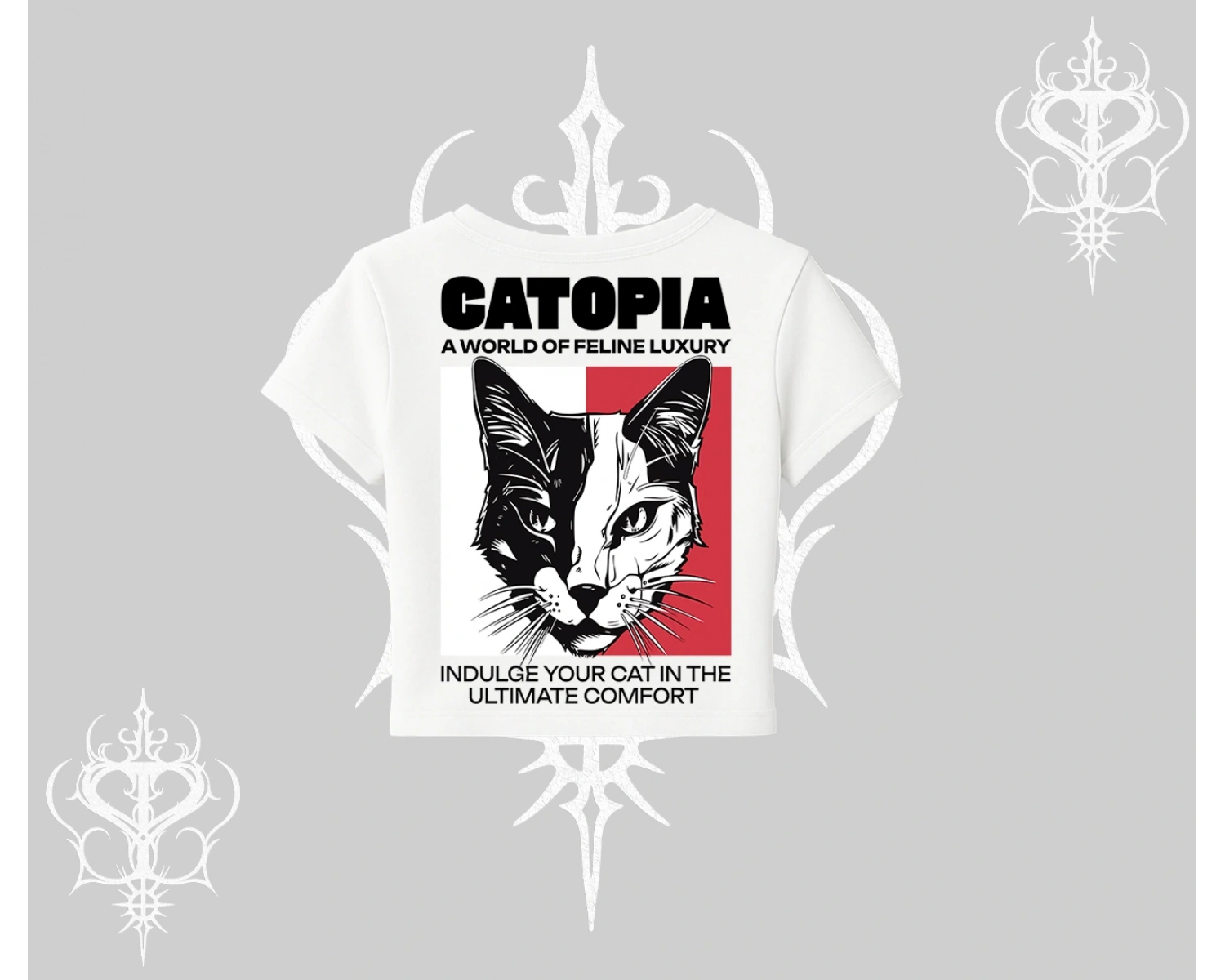 Modern Kedi Temalı Arka Baskılı Babby Tee Tshirt