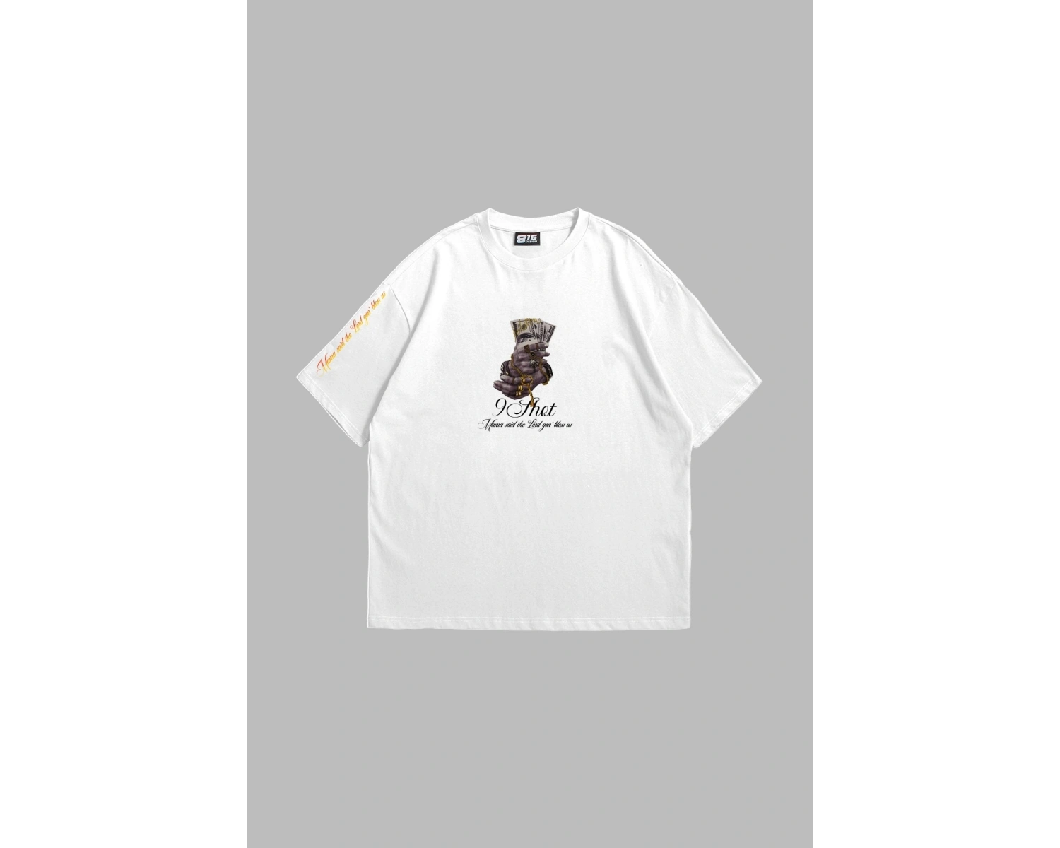 Money Hand Baskılı Oversize Unisex Beyaz