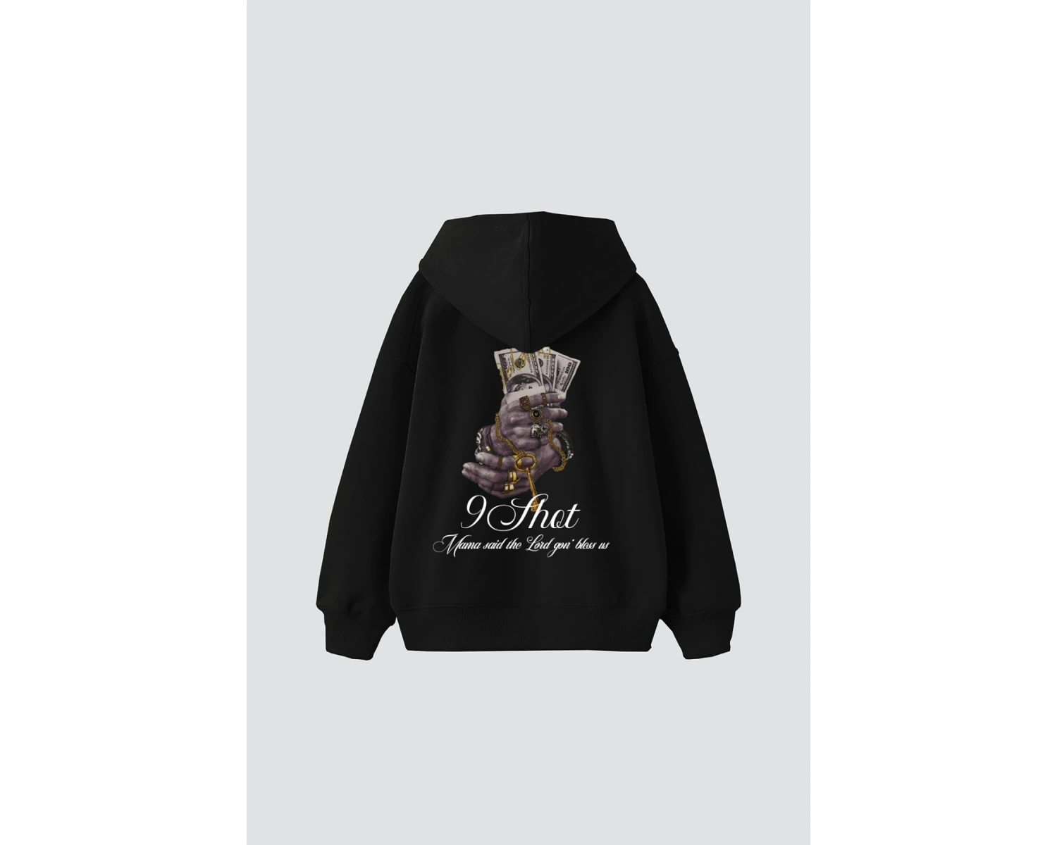 Money Hand Baskılı Oversize Unisex Premium Siyah