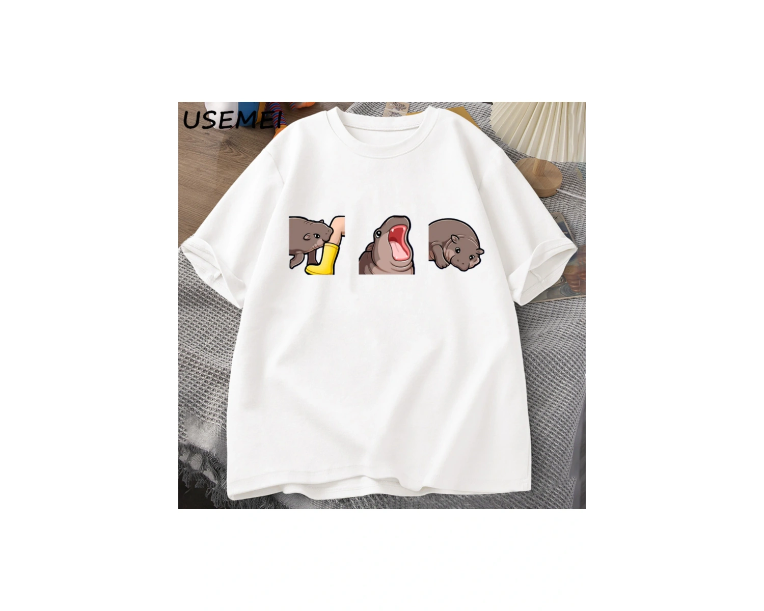 Moo Deng T Shirt komik bebek Hippo Moo Deng Gang T-shirt sevimli bebek Pygmy Hippo Moo Deng T 2882