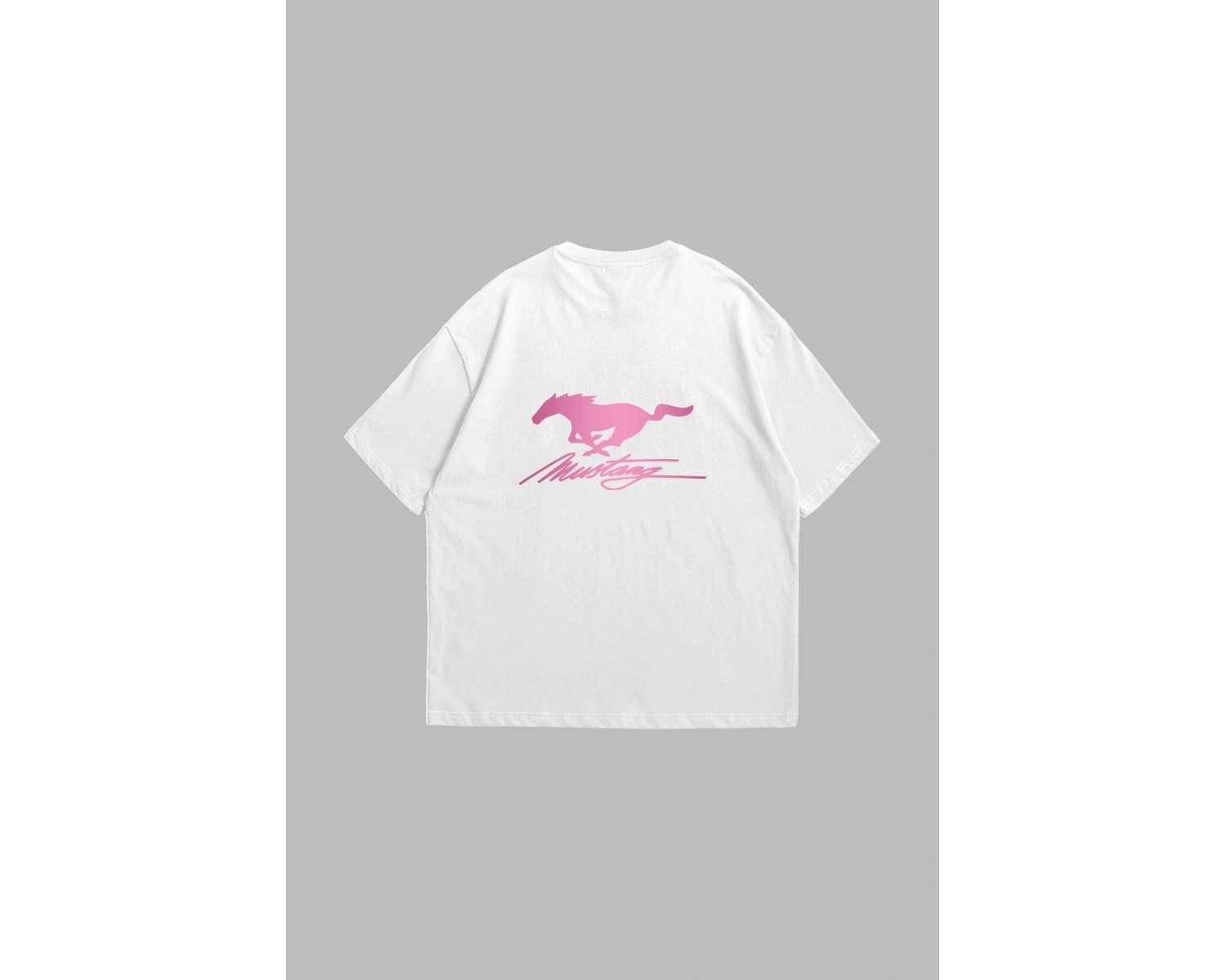 Mstng Racing Baskılı Oversize Unisex Beyaz