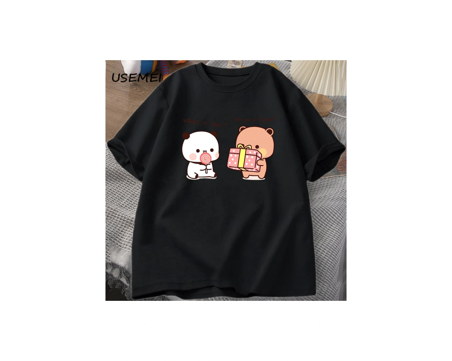 Mutlu doğum günü PANDA ayı T-shirt erkekler Bubu ve Dudu aşk grafik T shirt Harajuku pamuk kı
