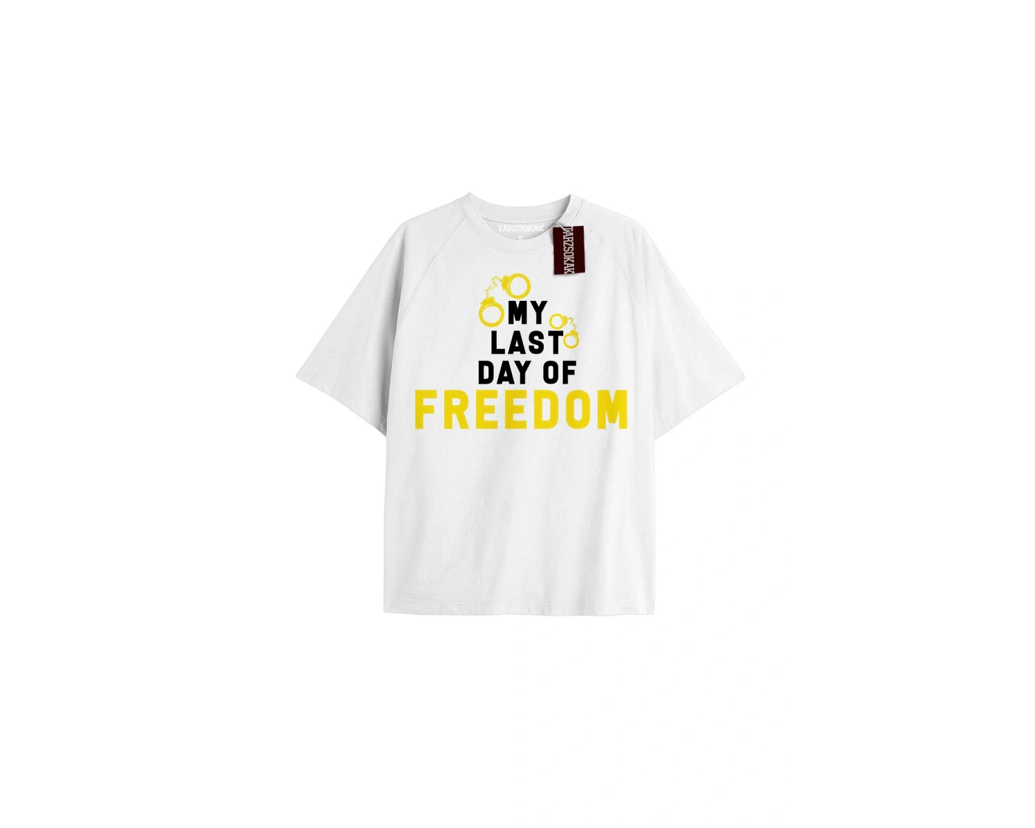 MY LAST DAY OF FREEDOM Unisex Oversize Yazılı Tshirt BEYAZ