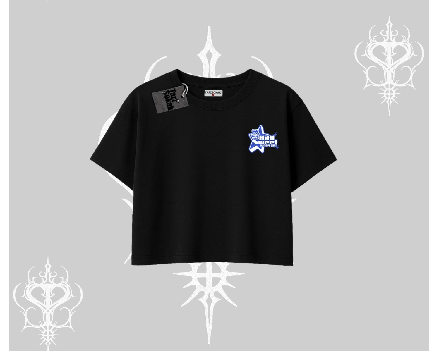 My Mood Right Now Yazılı Sevimli Kedi Kayık Yaka Tshirt