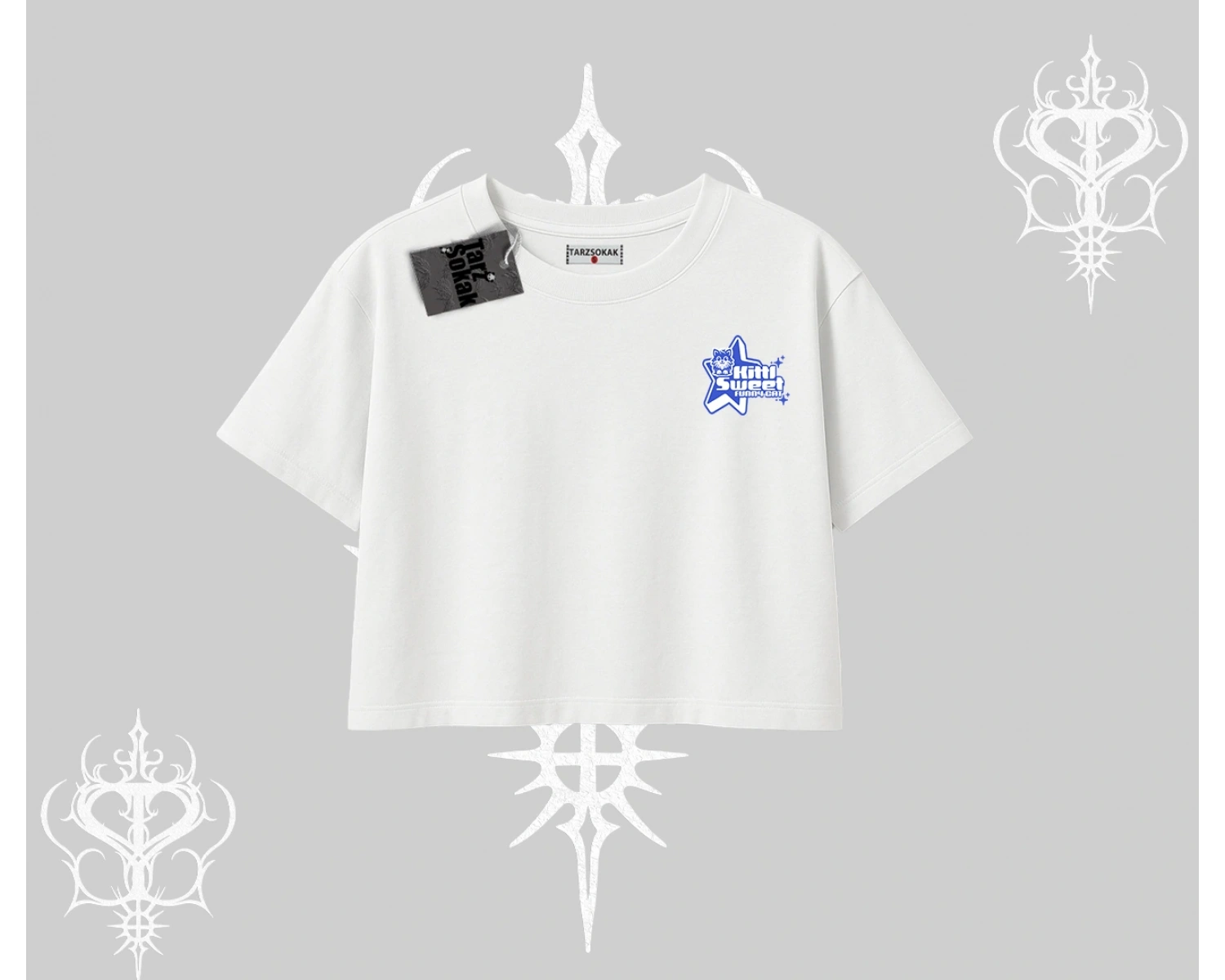 My Mood Right Now Yazılı Sevimli Kedi Kayık Yaka Tshirt