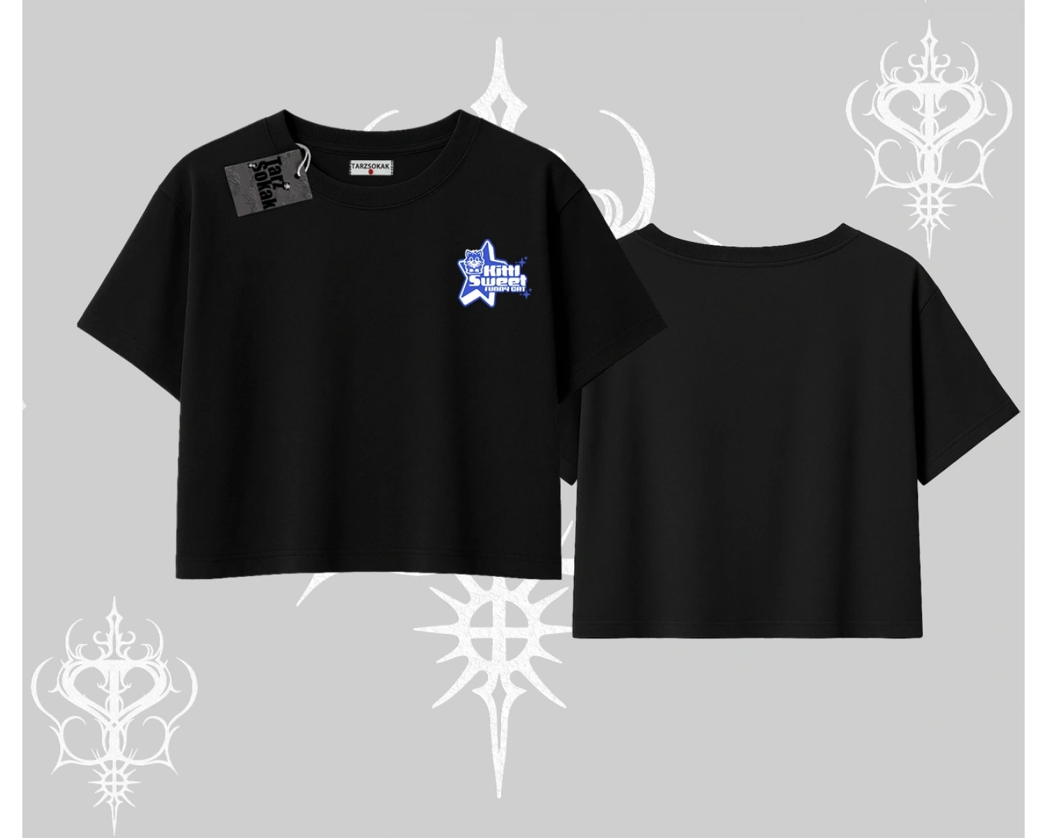 My Mood Right Now Yazılı Sevimli Kedi Kayık Yaka Tshirt