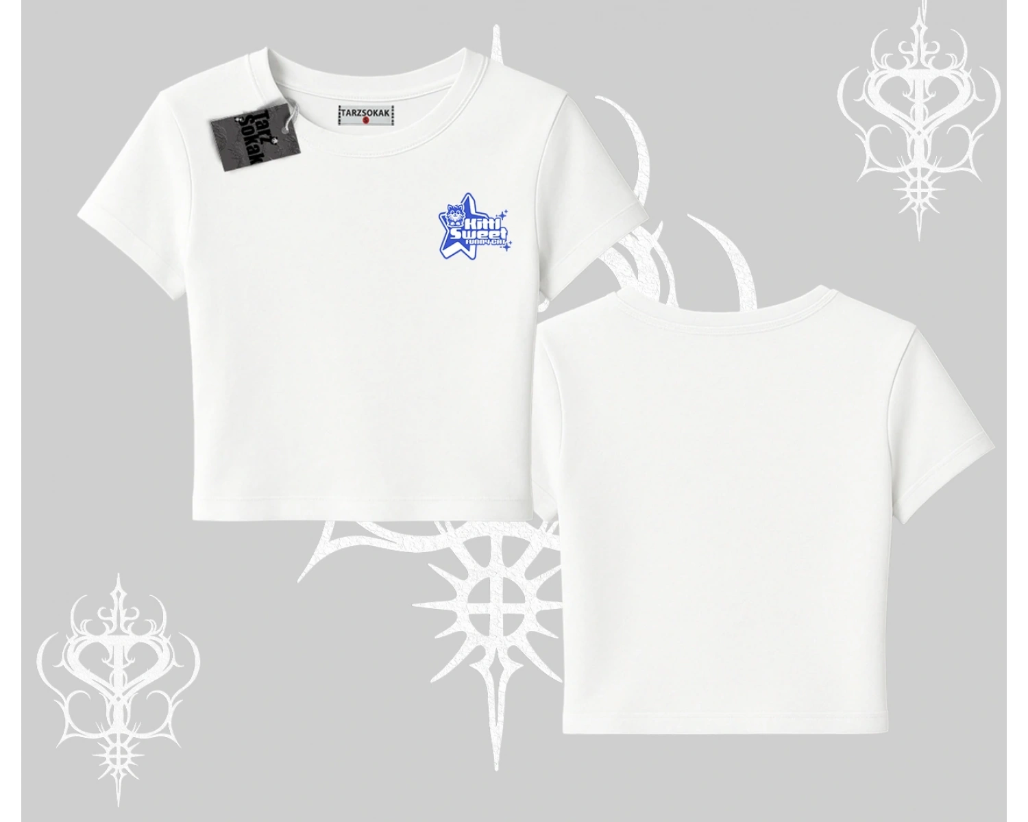 My Mood Right Now Yazılı Sevimli Kedi Oversize Crop Tshirt