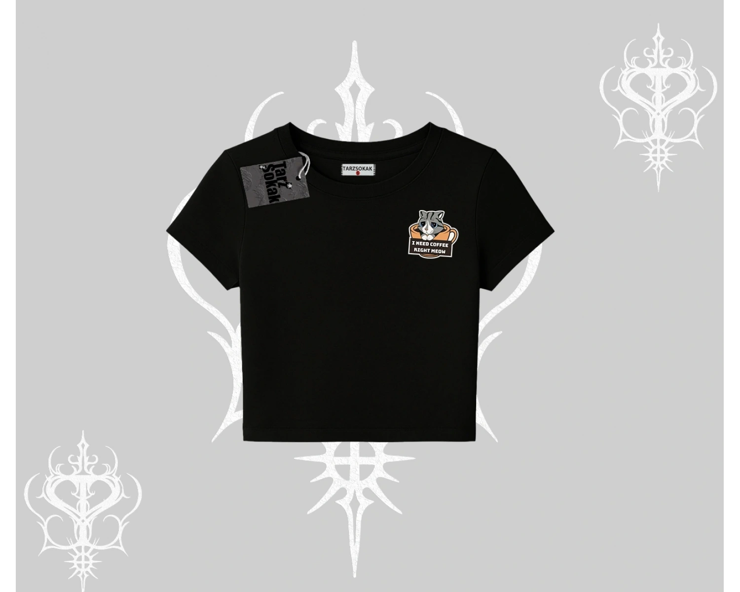 Need Coffee Right Meow Yazılı Kedi Baskılı Babby Tee Tshirt