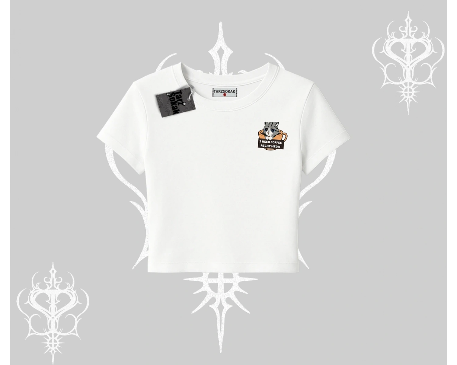 Need Coffee Right Meow Yazılı Kedi Baskılı Babby Tee Tshirt