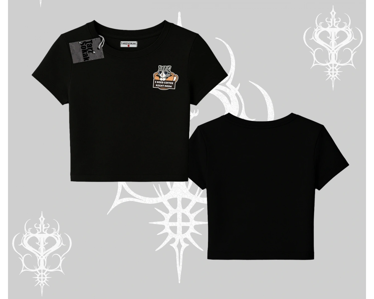 Need Coffee Right Meow Yazılı Kedi Baskılı Babby Tee Tshirt