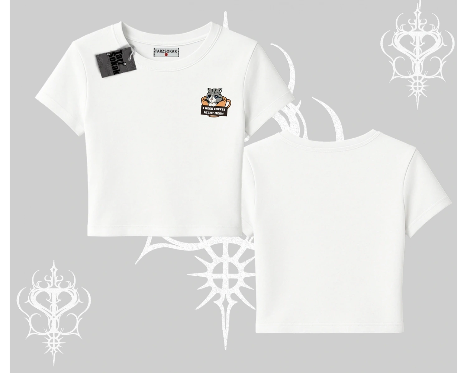 Need Coffee Right Meow Yazılı Kedi Baskılı Babby Tee Tshirt