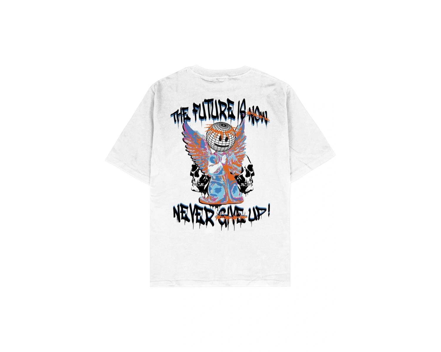 Never Give Up Beyaz Oversize Unisex T-shirt