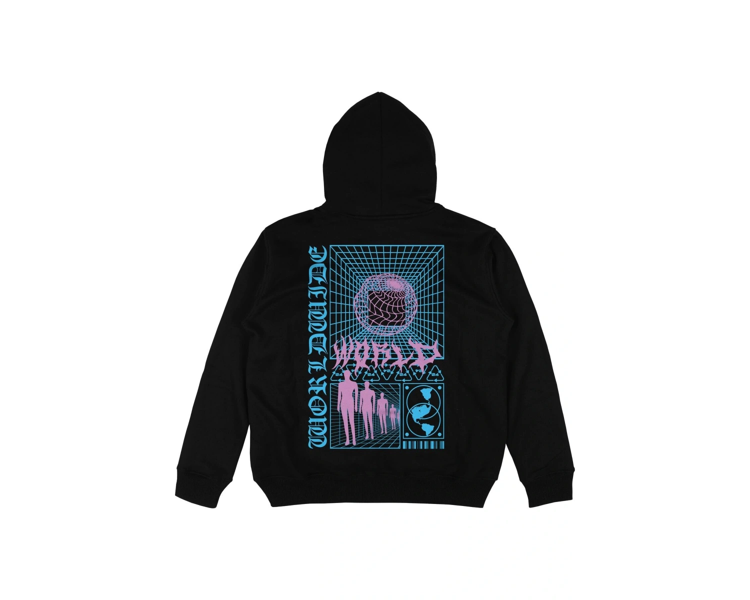 New World Siyah Oversize Unisex Kapüşonlu Sweatshirt Hoodie