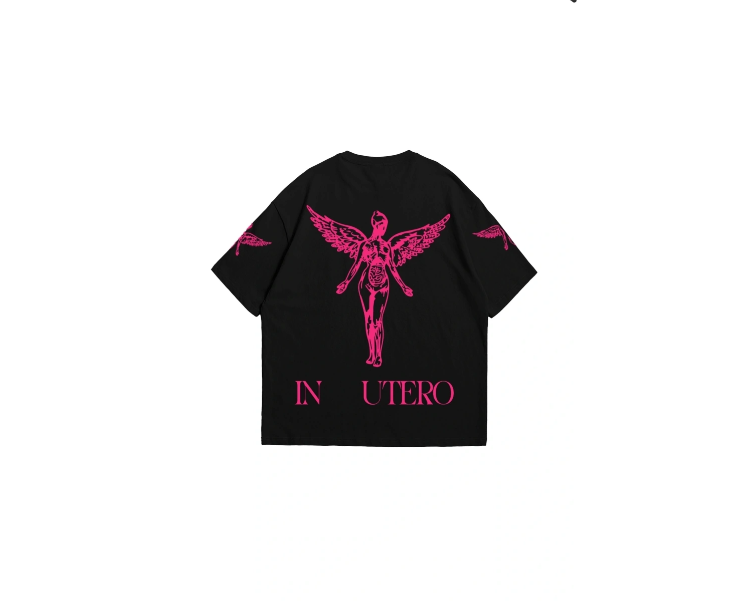 Nirvana In Utero Pembe Baskılı Oversize Unisex Beyaz