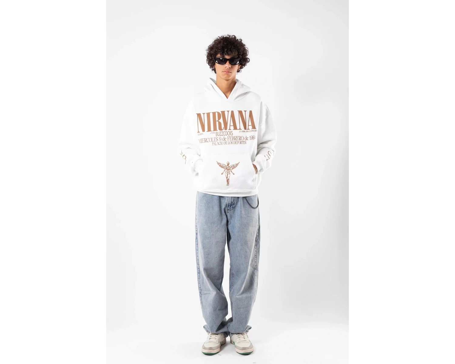 Nirvana Sırt Baskılı Unisex Oversize Beyaz