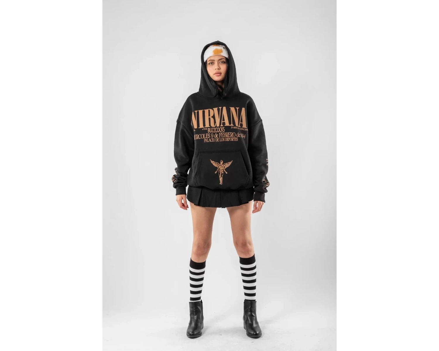 Nirvana Sırt Baskılı Unisex Oversize Beyaz