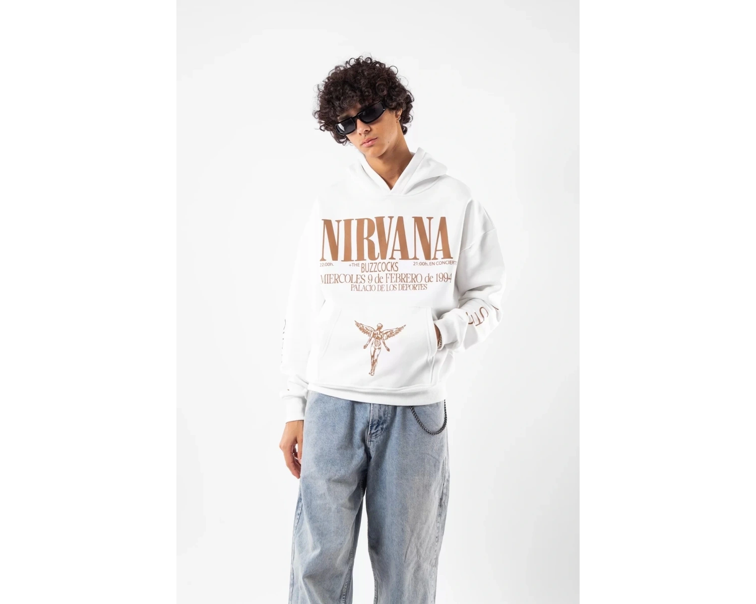 Nirvana Sırt Baskılı Unisex Oversize Beyaz