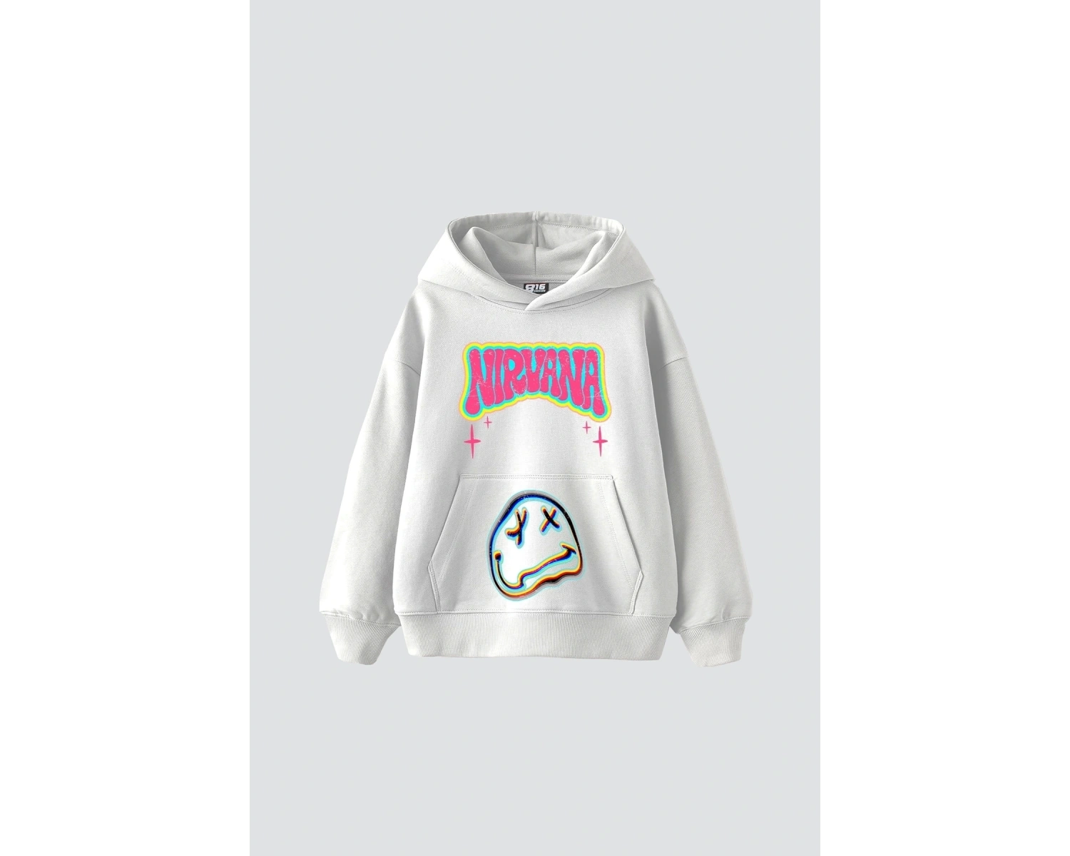 Nirvana Smile Baskılı Oversize Unisex Beyaz