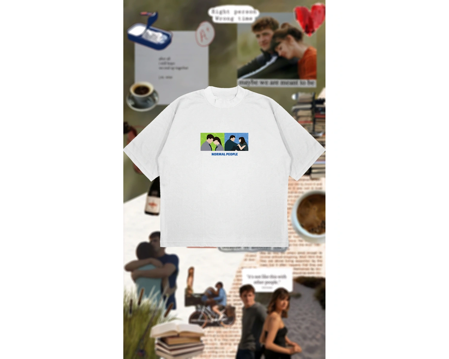 Normal People Baskılı Oversize Unisex Pamuklu Nefes Alan Kalın Kumaşlı