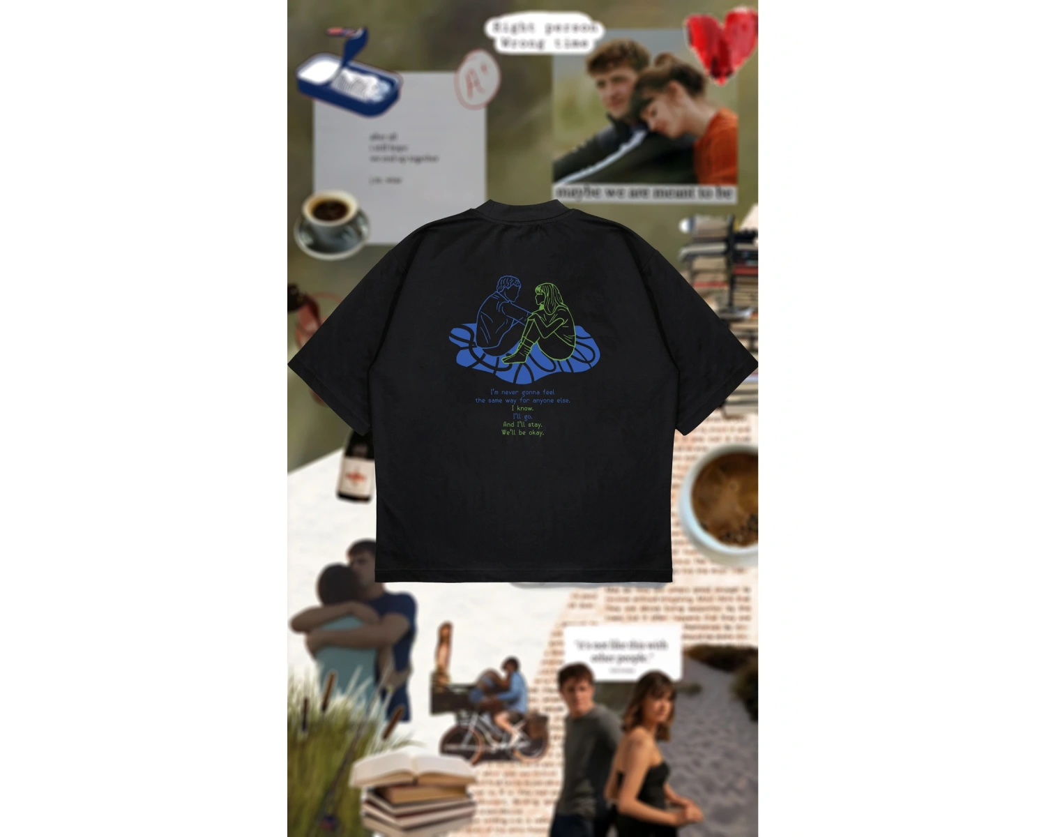 Normal People Baskılı Oversize Unisex Pamuklu Nefes Alan Kalın Kumaşlı