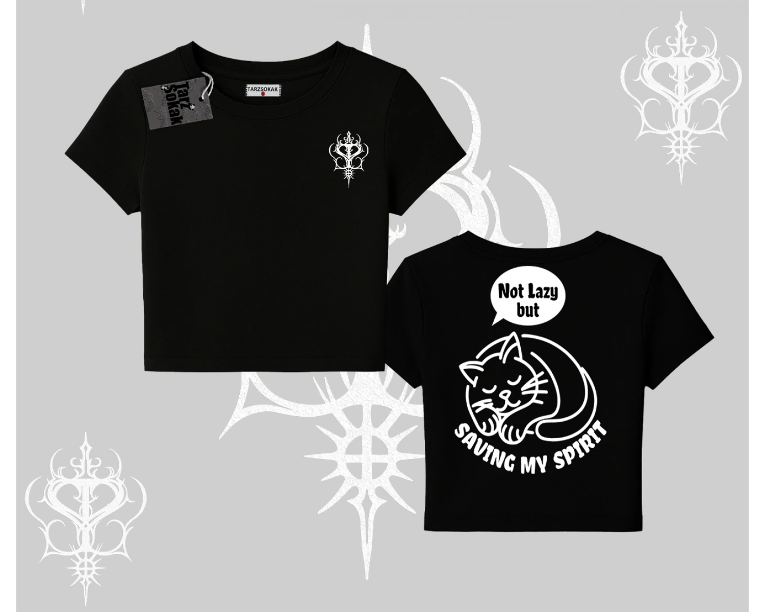 Not Lazy Saving My Spirit Kedi Baskılı Babby Tee Tshirt