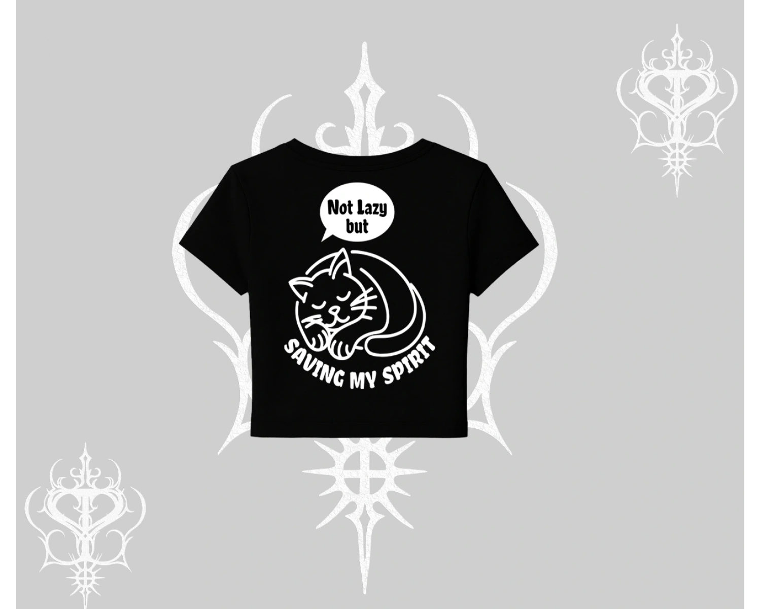 Not Lazy Saving My Spirit Kedi Baskılı Babby Tee Tshirt