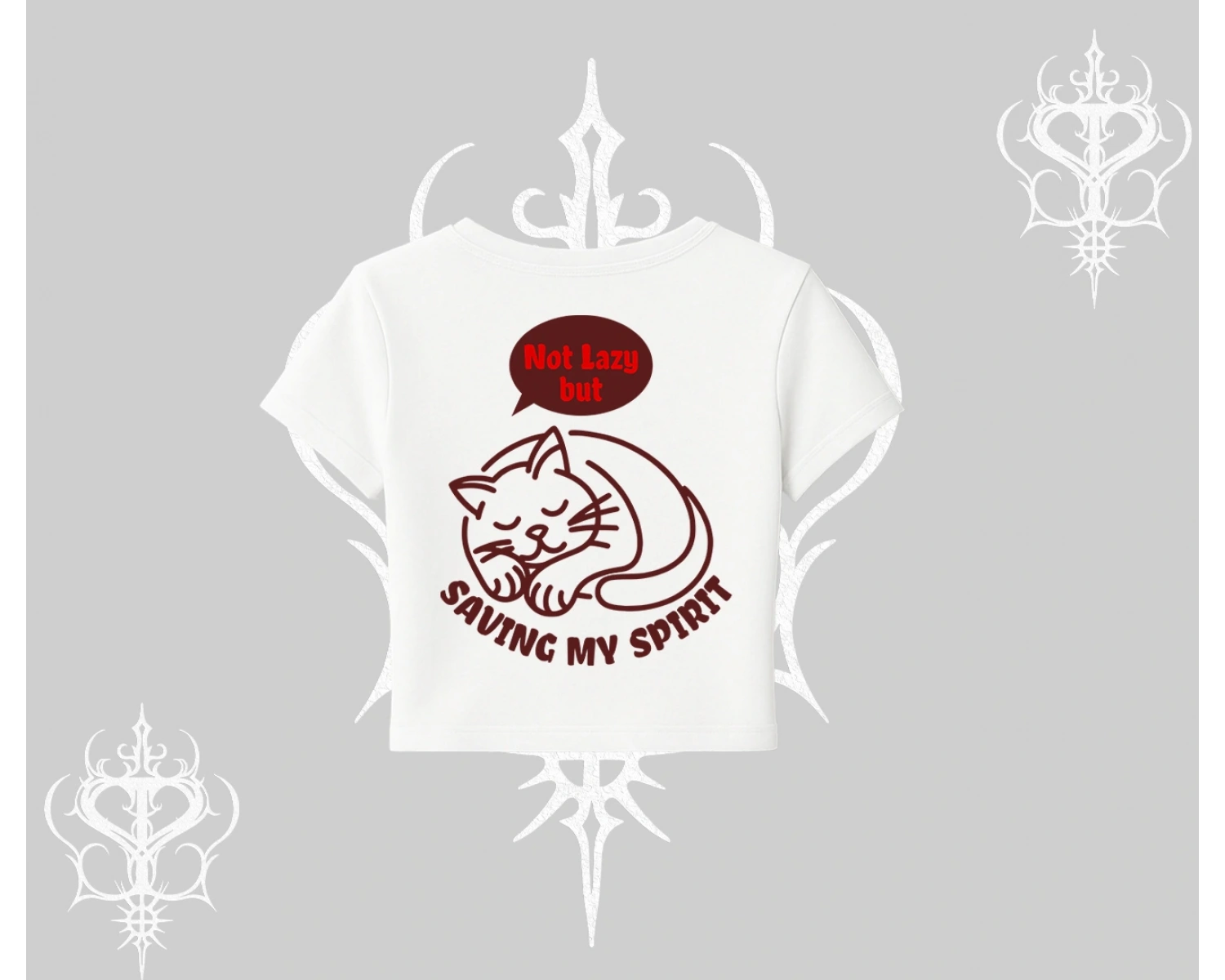 Not Lazy Saving My Spirit Kedi Baskılı Babby Tee Tshirt